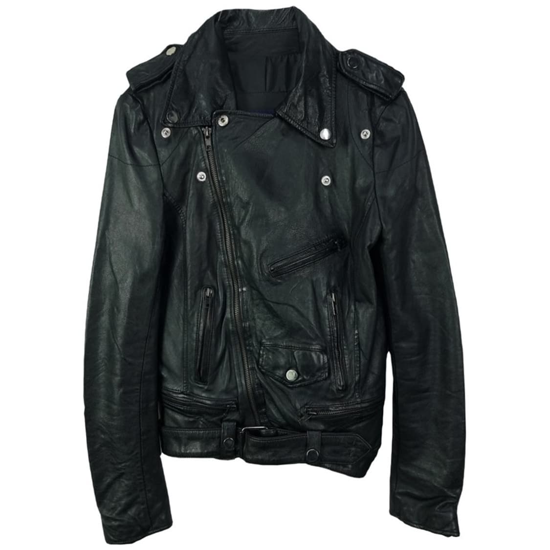 [빈티지] 리얼 램스킨 양가죽 고딕 사선 라이더 가죽 자켓 M18718 상품이미지2