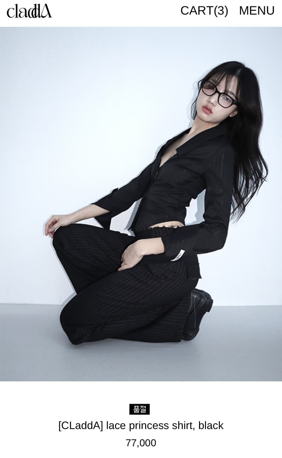 클라따 lace princess shirt, black S 상품이미지1