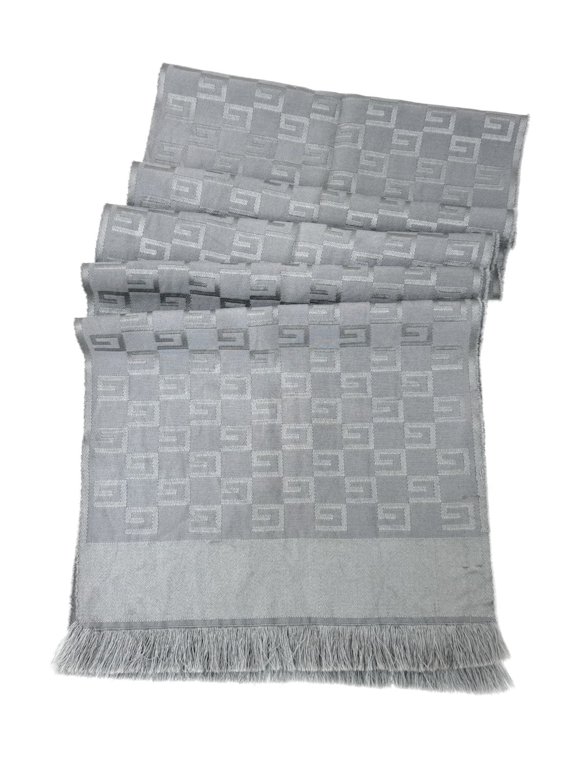 구찌 GG 패턴 실크 울 머플러 그레이 상품이미지2