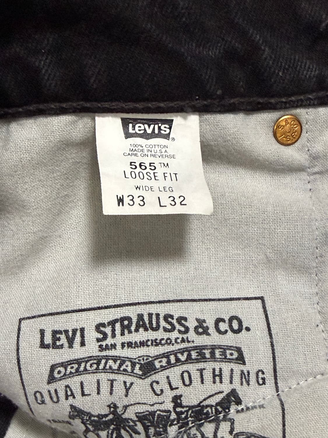 90s 리바이스 565 블랙 33x32 USA made 상품이미지4