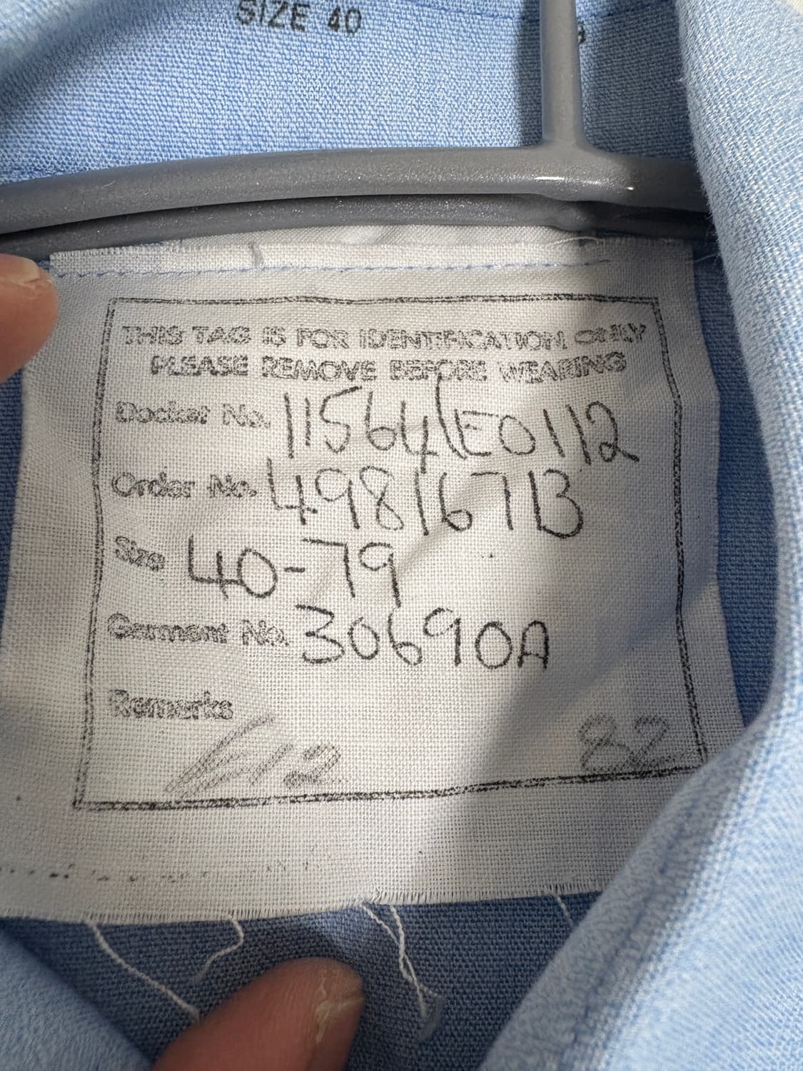 89년 호주군 보급 셔츠 체스트 포켓 스카이 블루 셔츠 105 상당 상품이미지4