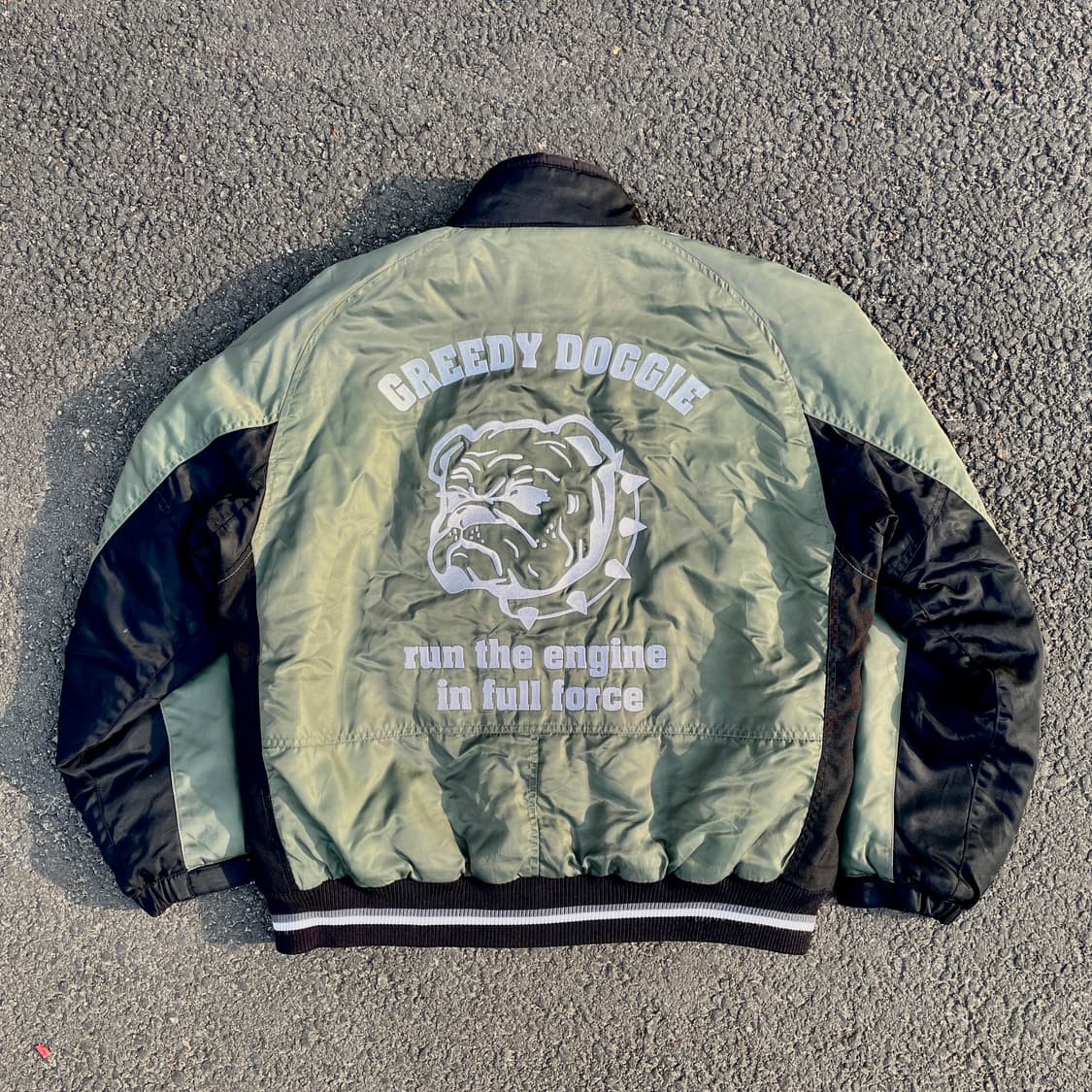 90s GREEDY 불독 올드스쿨 레이싱 봄버 자켓 항공잠바 XXL 상품이미지1