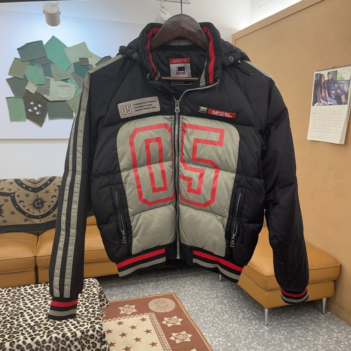 푸부 FUBU 올드스쿨 레트로 키치 레이싱 패딩 자켓 M C09663 상품이미지3