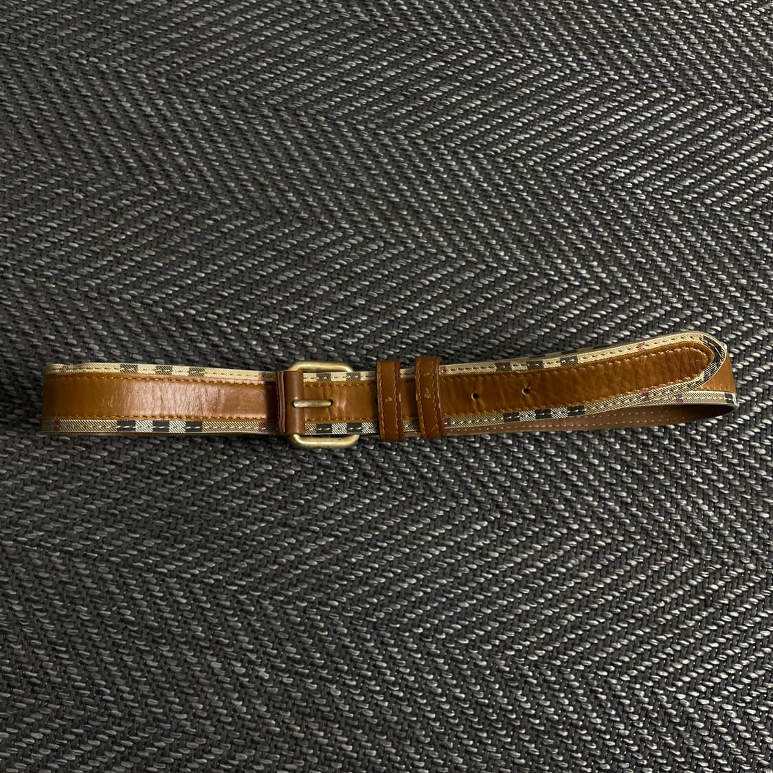 빈티지 웨스턴 체크 브라운 레더 벨트y 3940 상품이미지3