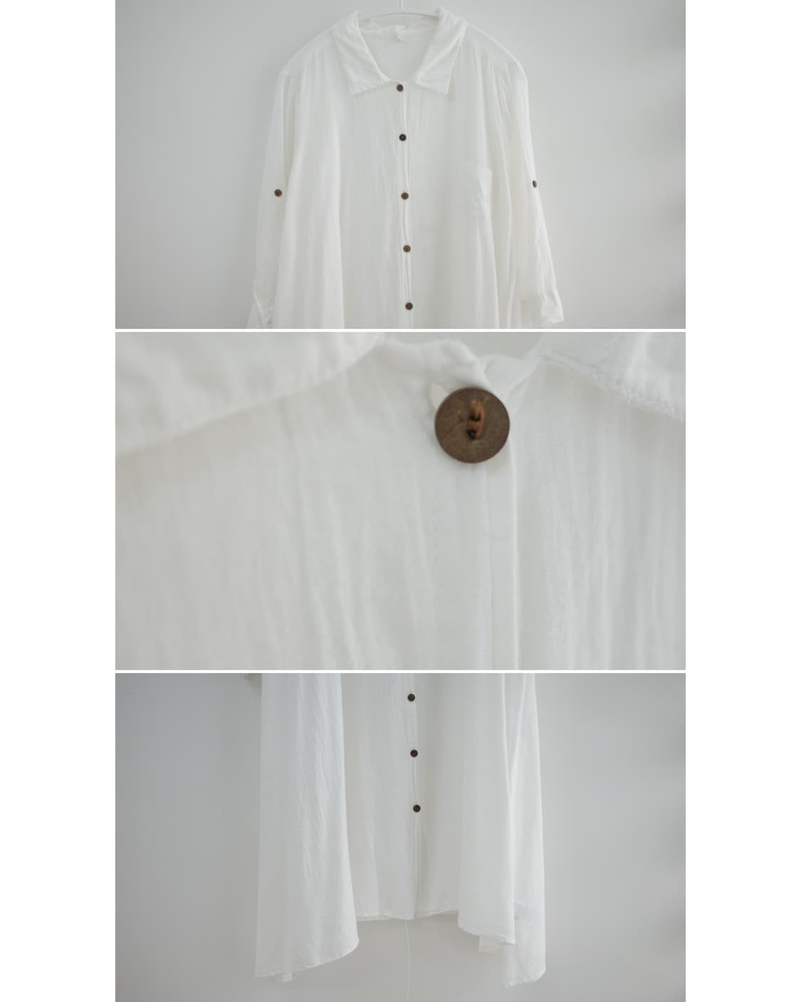 White collar wood button one-piece 상품이미지5