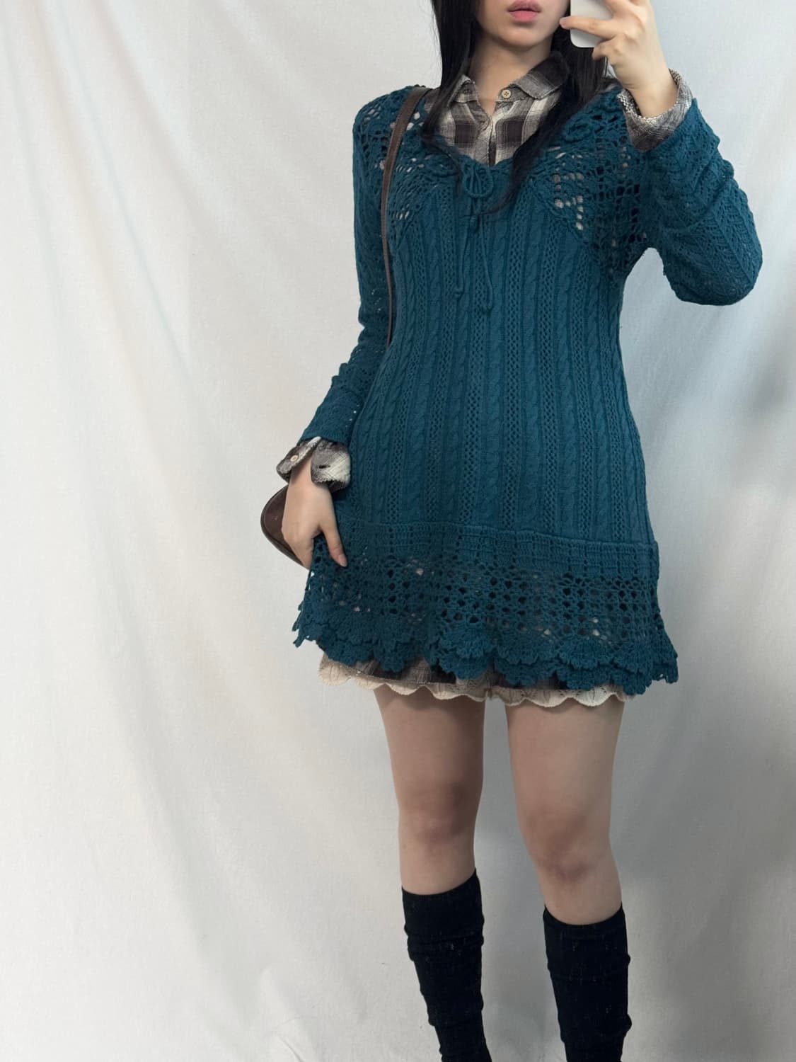 양면 체크 셔츠 원피스 상품이미지4