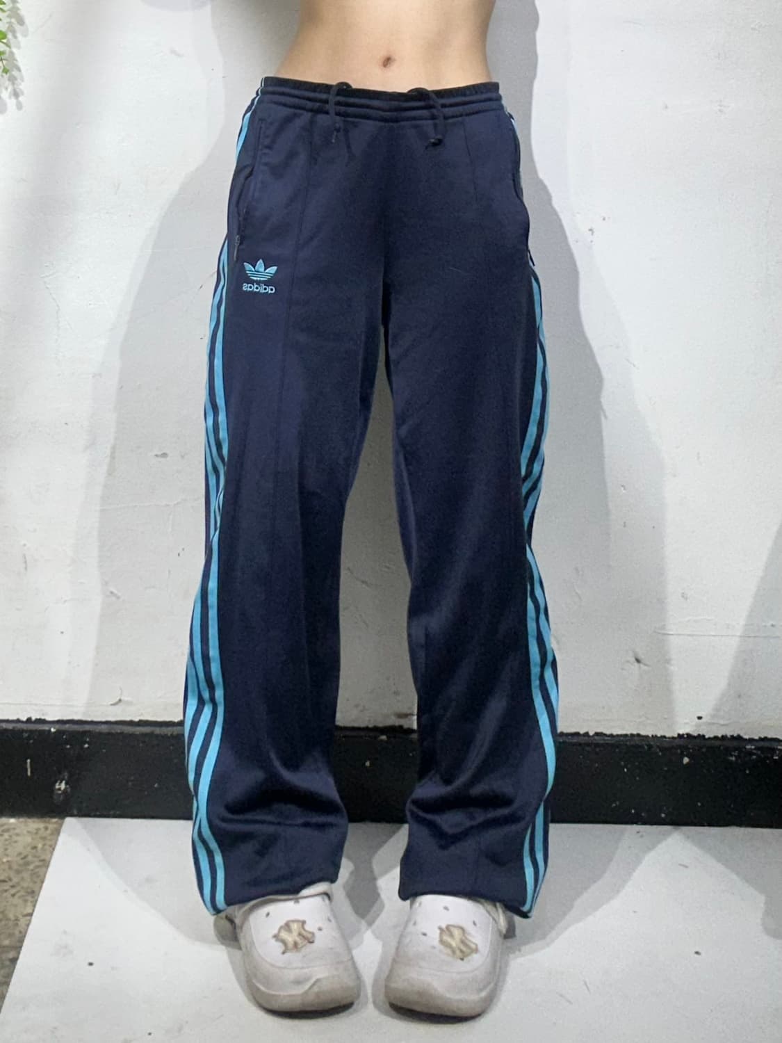 90s 아디다스 네이비 파이어버드 와이드 블루 삼선 추리닝 바지 90 상품이미지2