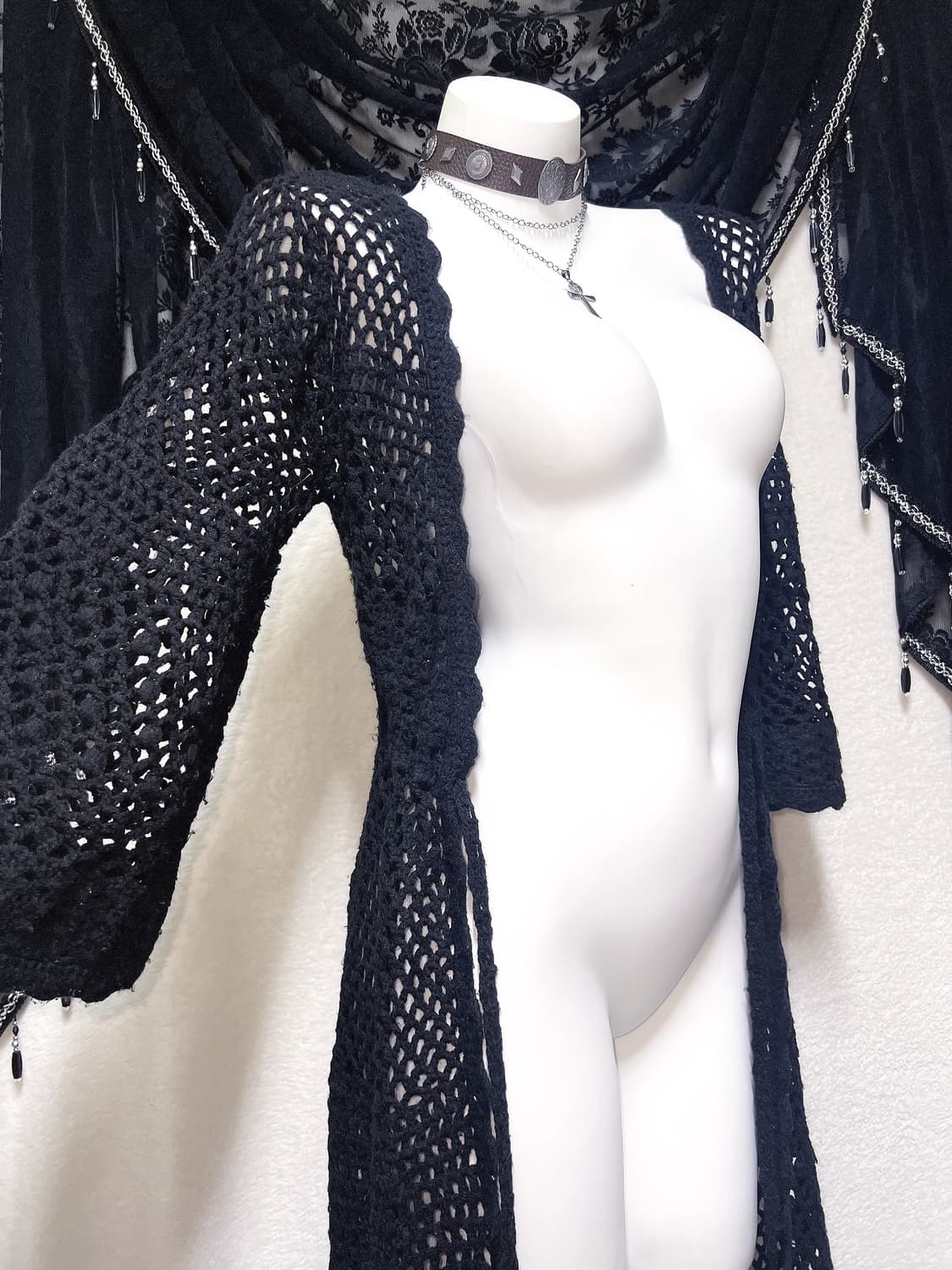 오리엔탈 다크페어리 뜨개니트 그물 로브 롱가디건 페어리그런지 빈티지 핀터 상품이미지7