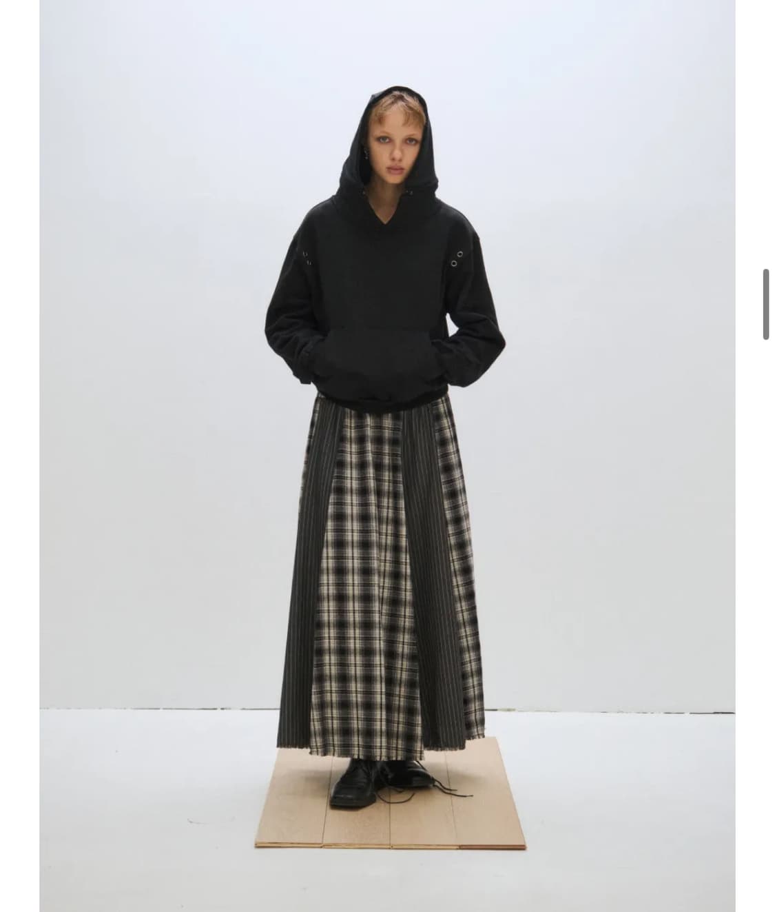 Plzproject 오버 체크 맥시 스커트 상품이미지2