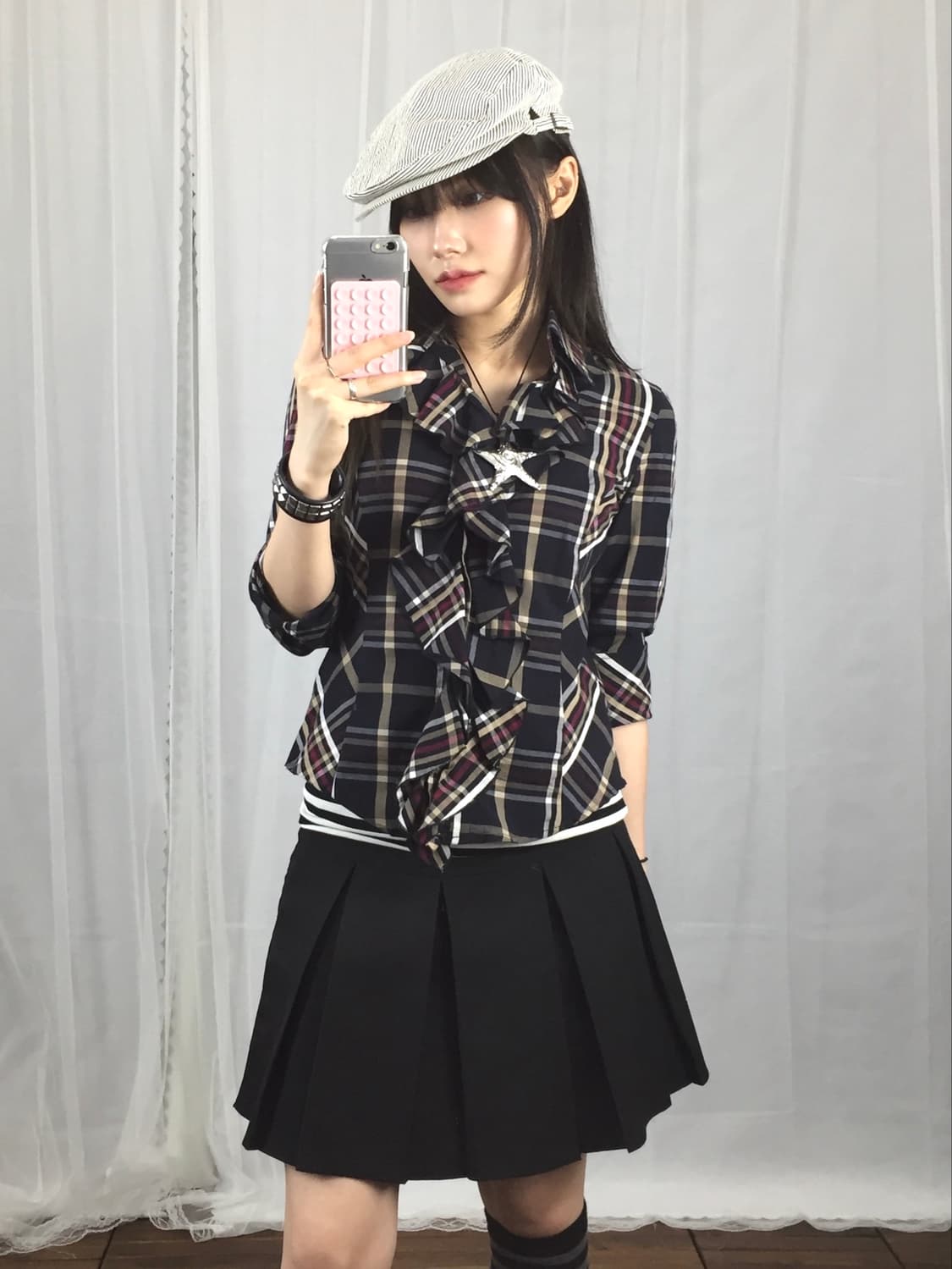 NARACAMICIE Plaid Ruffle Blouse 상품이미지1