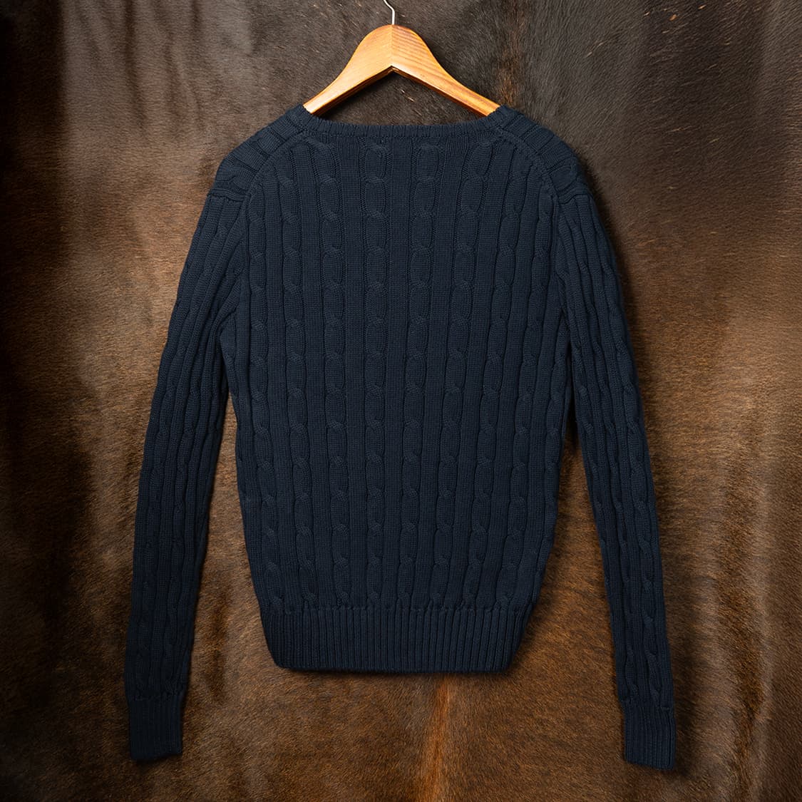 [여성 55] 폴로 랄프로렌 코튼 브이넥 케이블 니트 네이비  상품이미지2