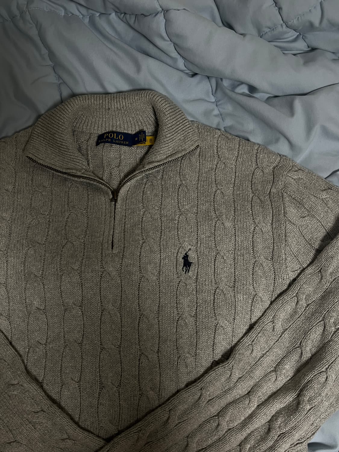 폴로 랄프로렌 반집업 케이블 니트 그레이 M 상품이미지2