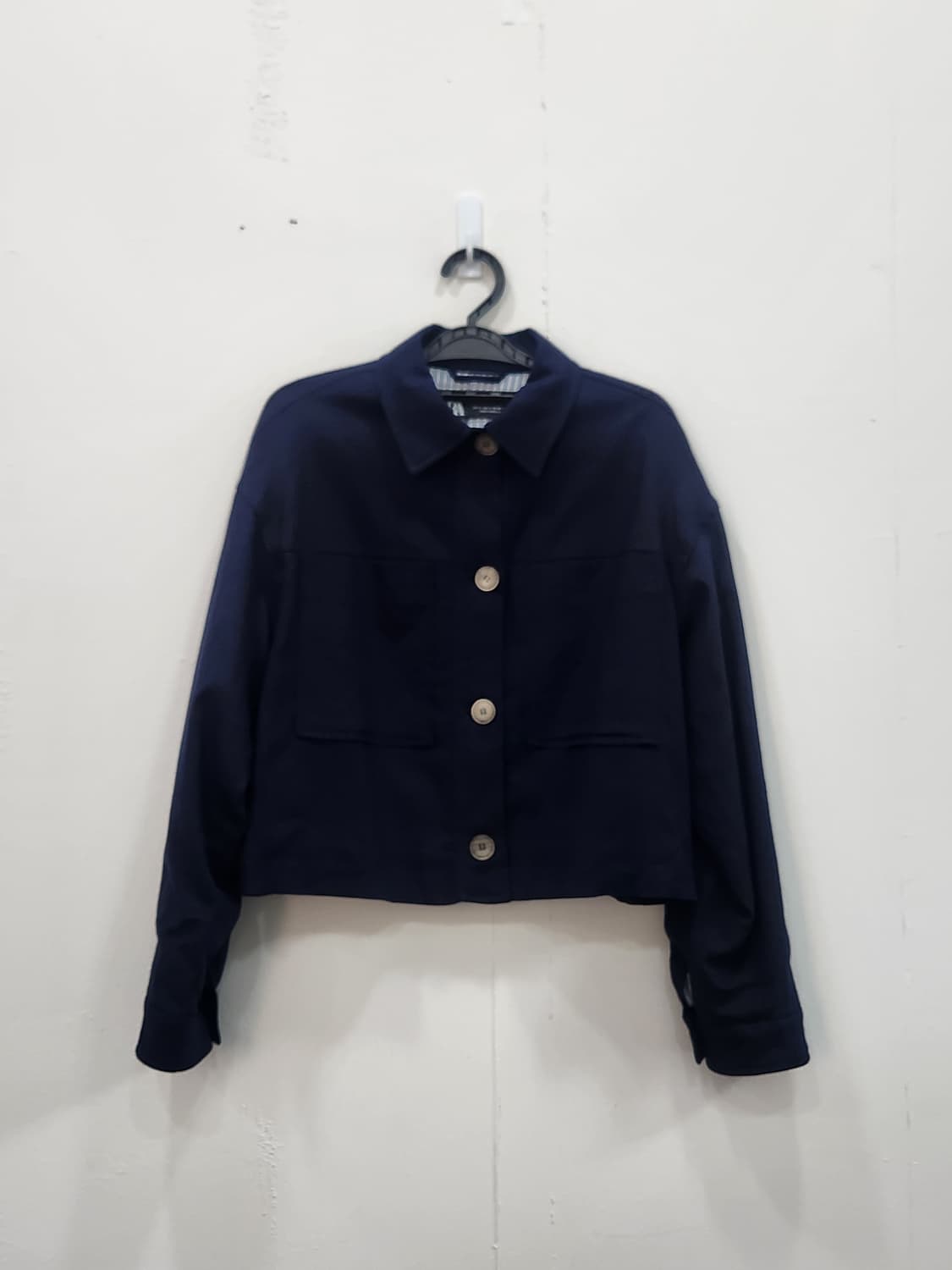[S] 자라 네이비 크롭 셔츠 자켓 린넨혼방 상품이미지1
