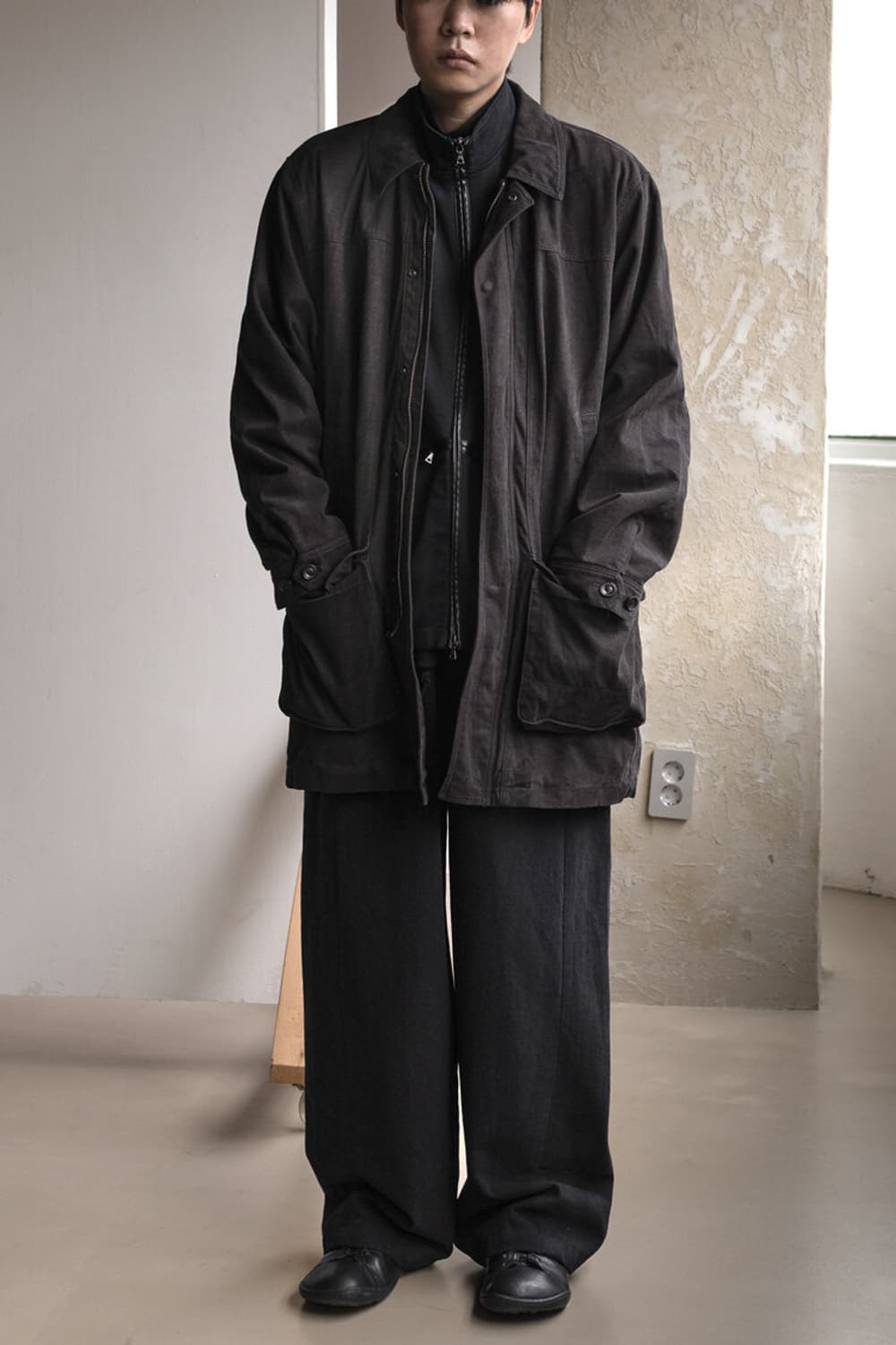 고낙 워시드 헤비코튼 카코트 - dark olive black 1 상품이미지3