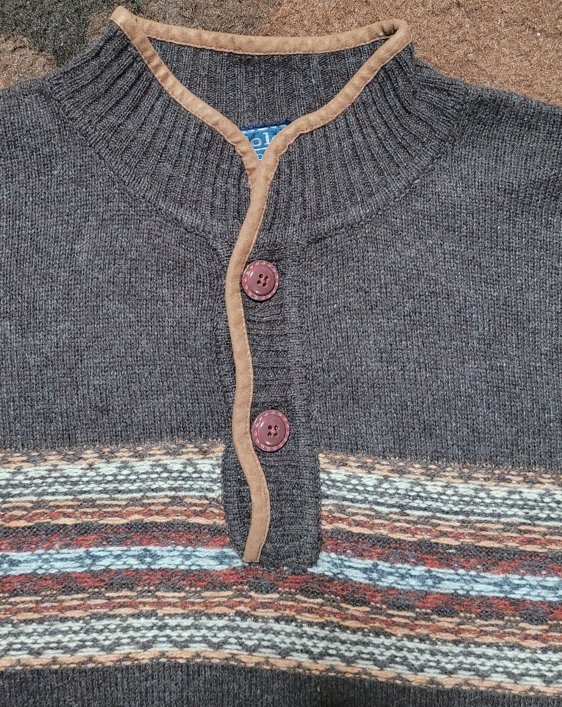 폴로 랄프로렌 브라운 모직&스웨이드 넥라인 스웨터(M~L사이) 상품이미지3