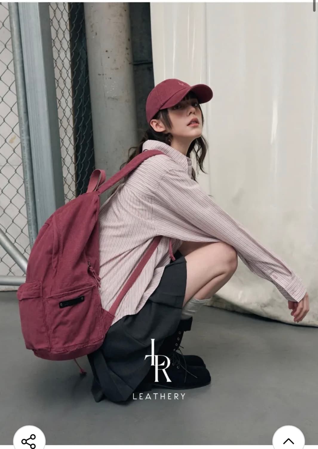 레더리 바시티 코튼 백팩 [PINK] 판매 상품이미지2