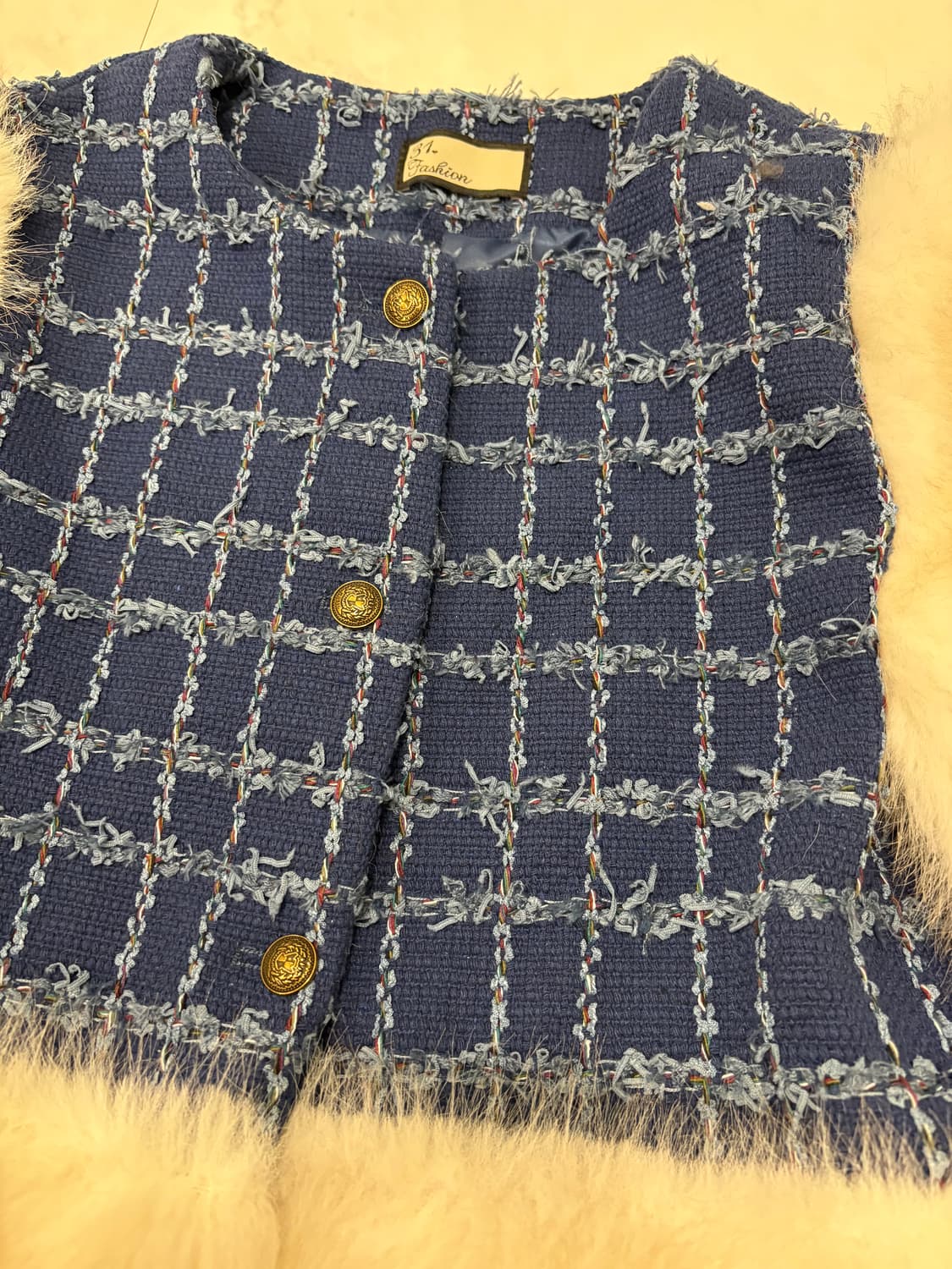 트위드 퍼 반팔자켓 상품이미지3