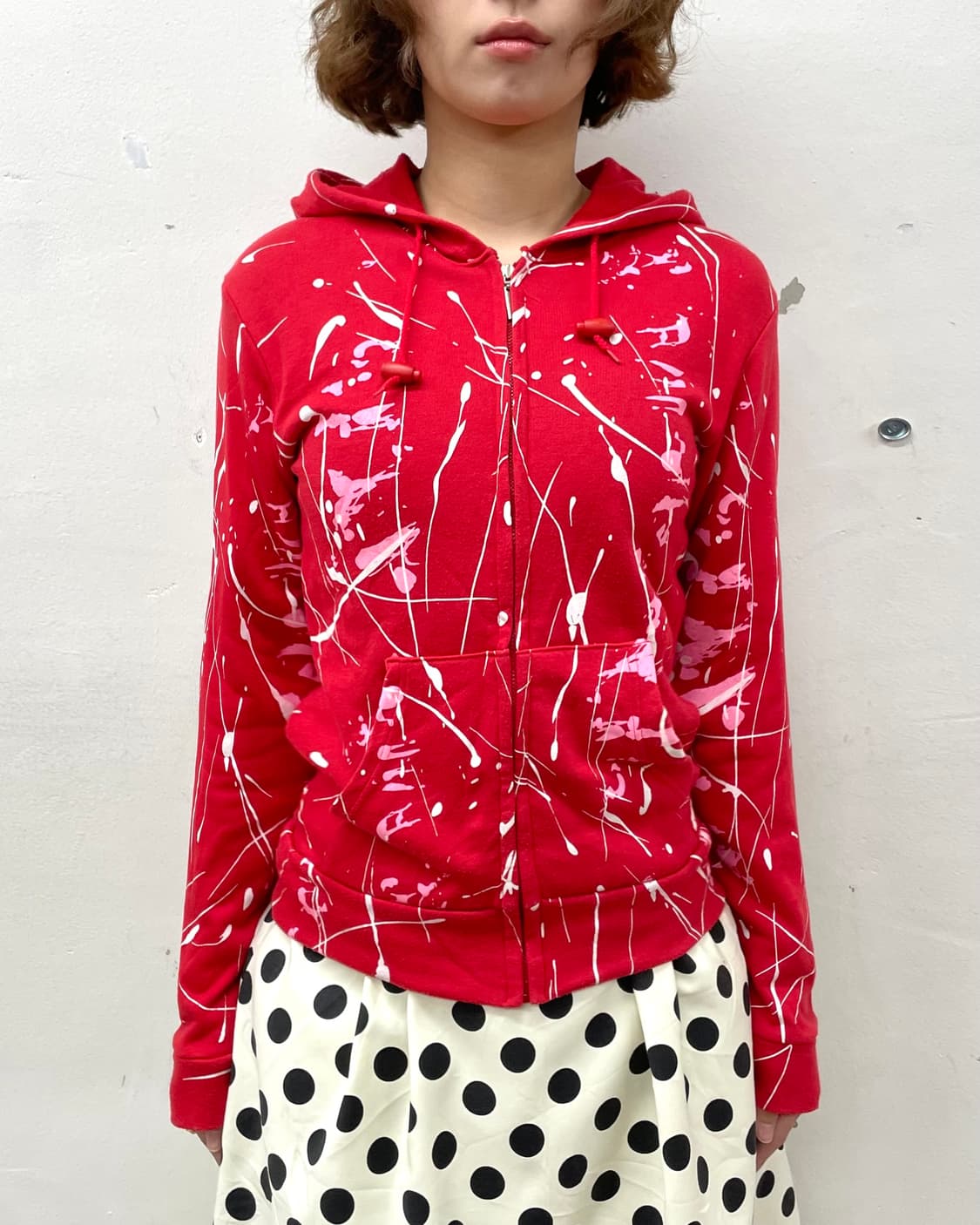 Pink Painting Red Hooded Zip-Up 상품이미지2