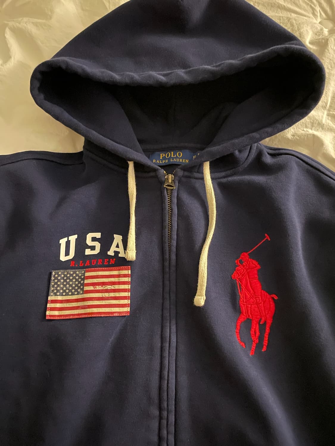 폴로 랄프로렌 빅포니 성조기 후드집업 네이비 상품이미지4