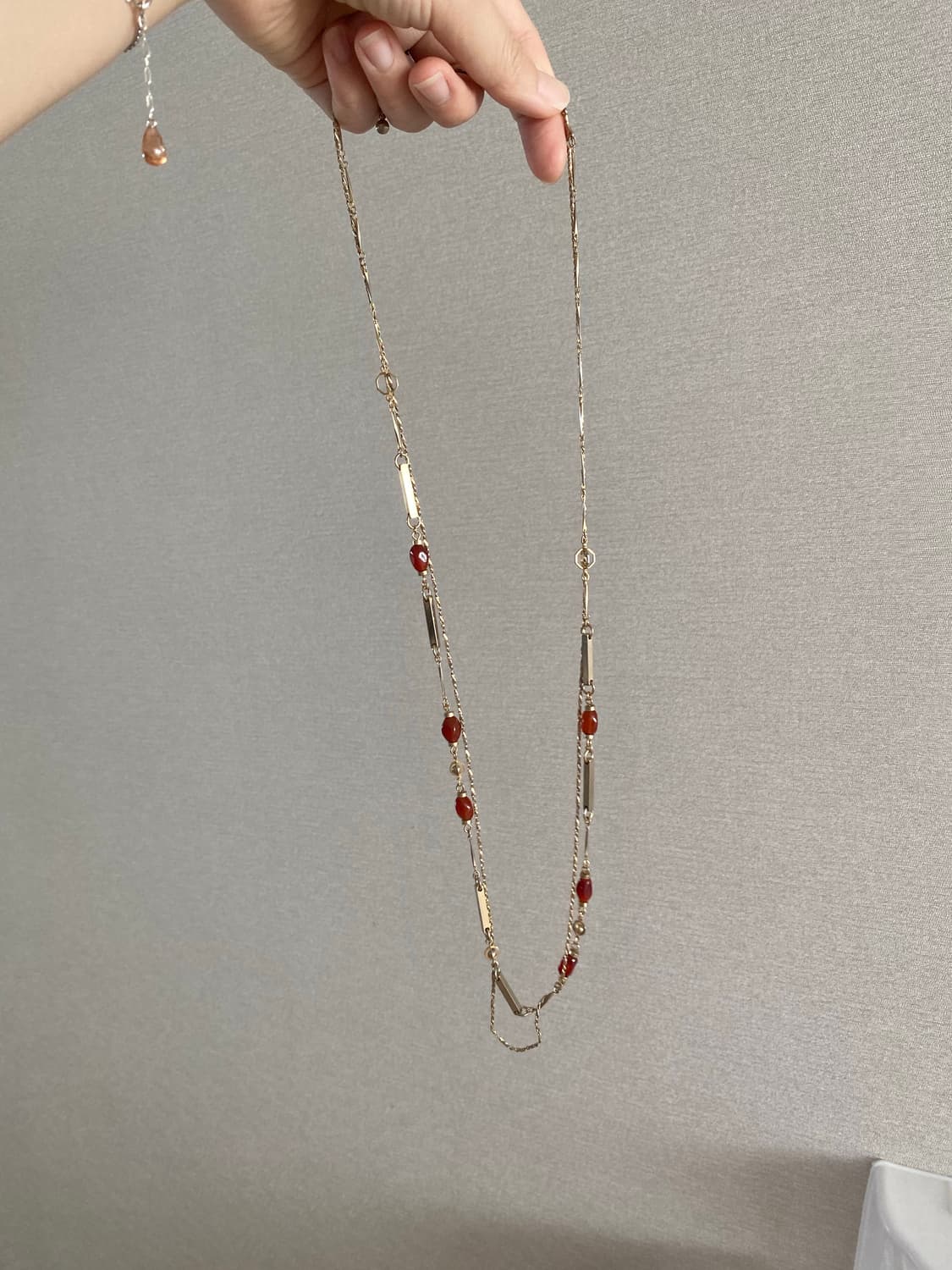 골드체인 오렌지바 롱 체인 목걸이 빈티지 수입 주얼리  상품이미지6