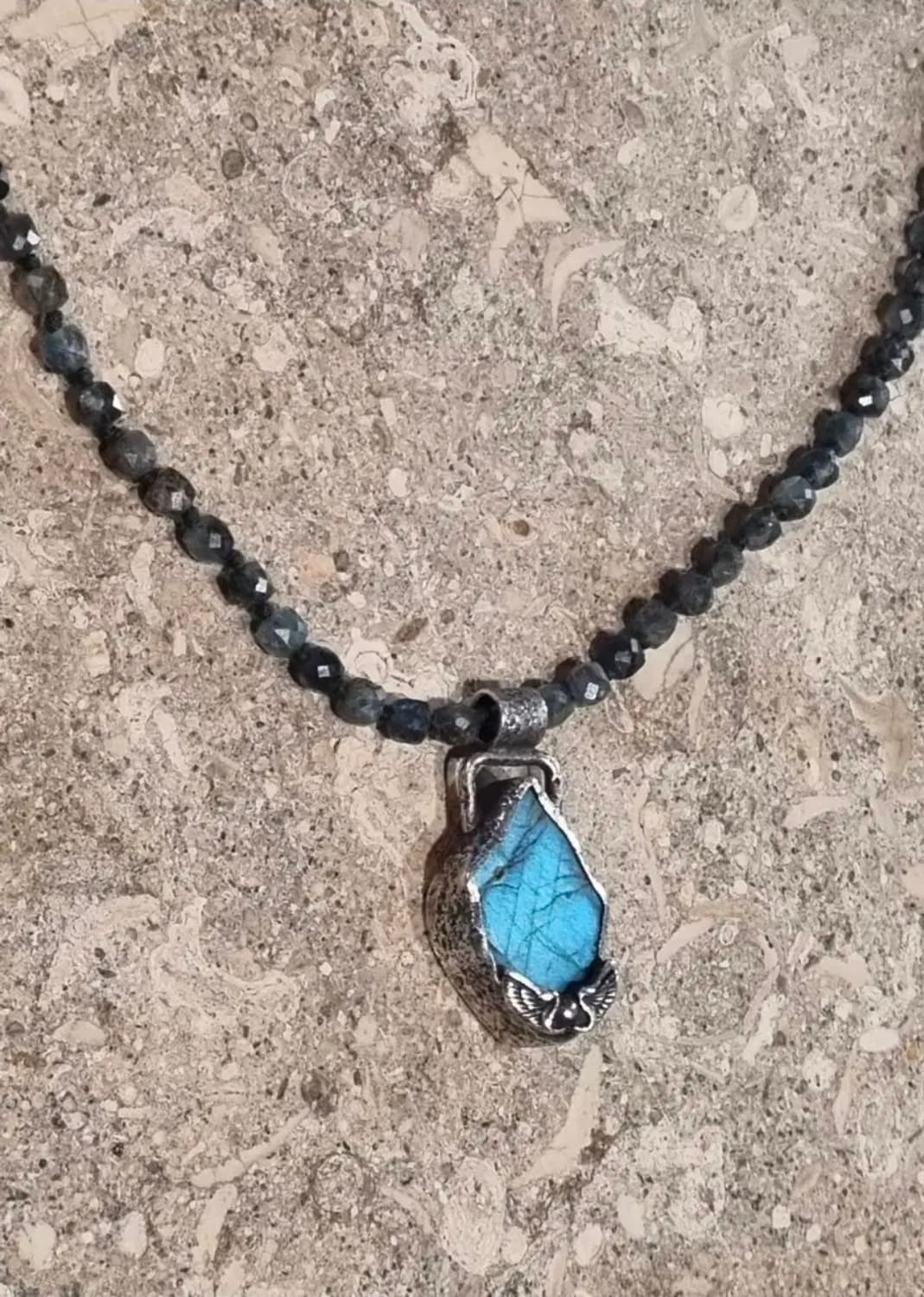 발리 에메랄드 래브라도라이트 빈티지 목걸이 펜던트 은목걸이 상품이미지2