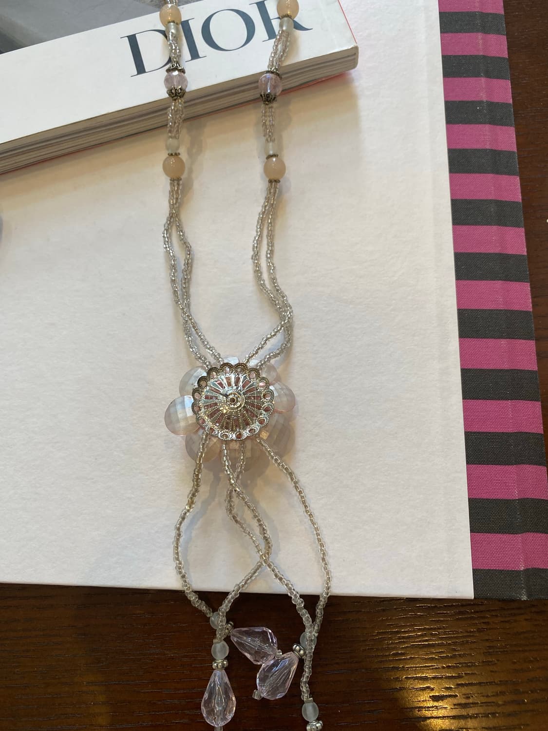 페어리 y2k 키치 러블리 핑크 비즈 플라워 목걸이 상품이미지10