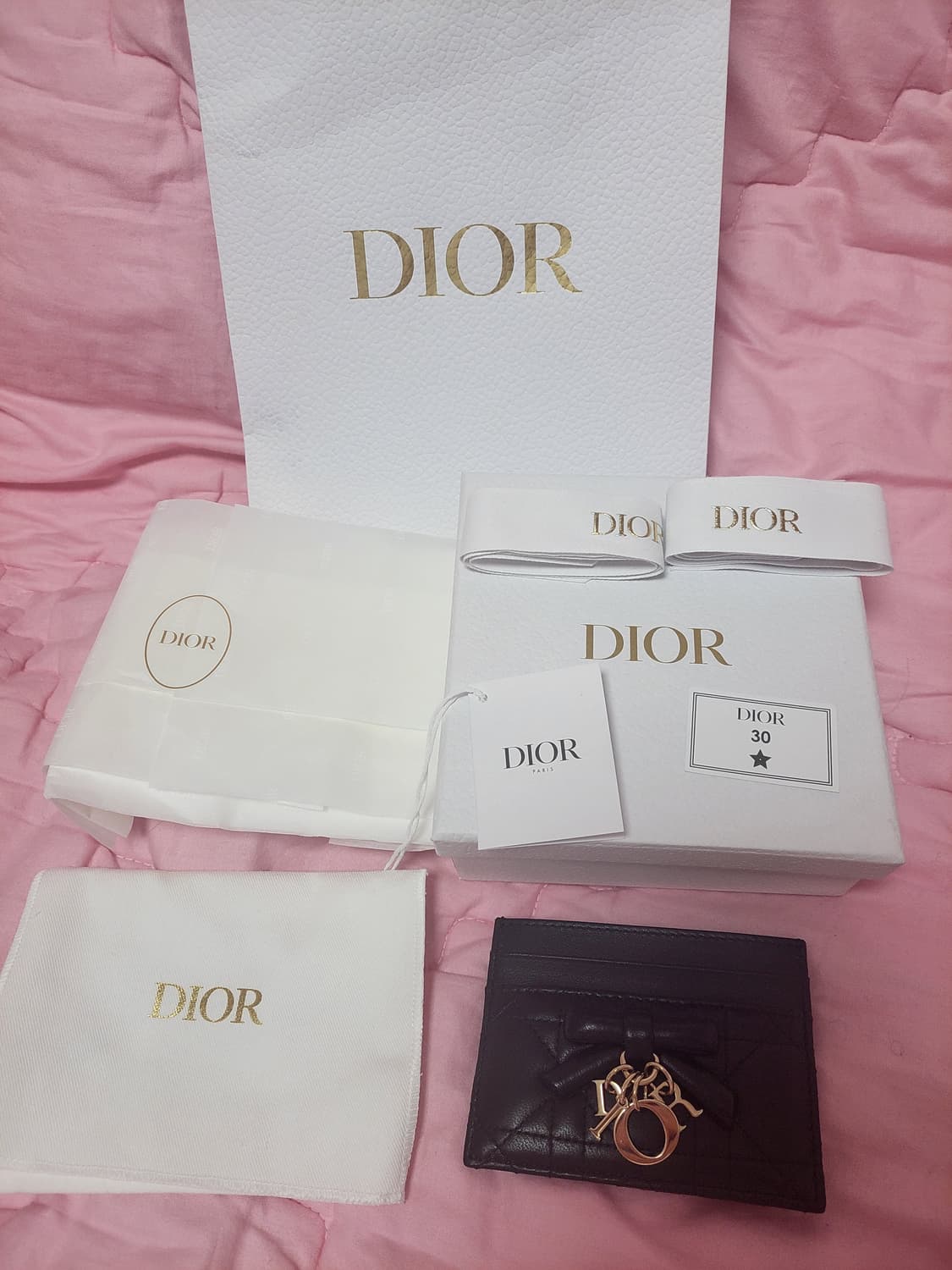 정품)급처미사용새상품!디올 마지막내림 리본보우 레이디디올프리지아 카드지갑 상품이미지2