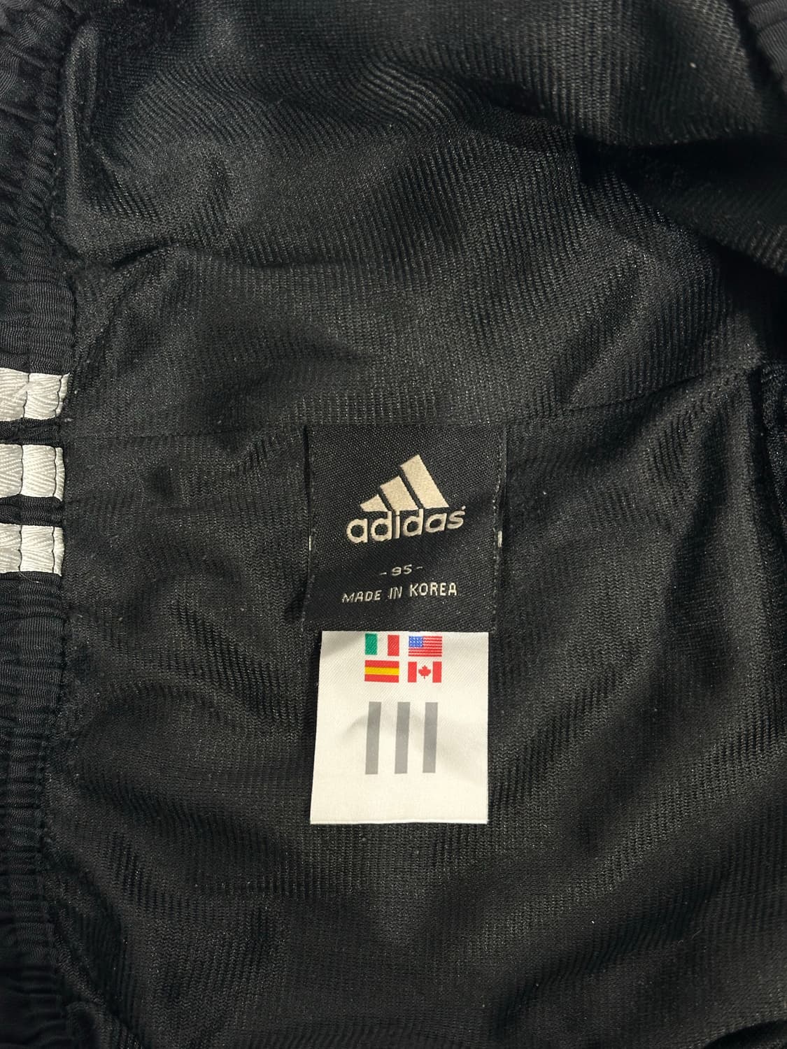 00s 아디다스 블랙 화이트 삼선 스몰 로고 와이드 트랙 팬츠 95 상품이미지7