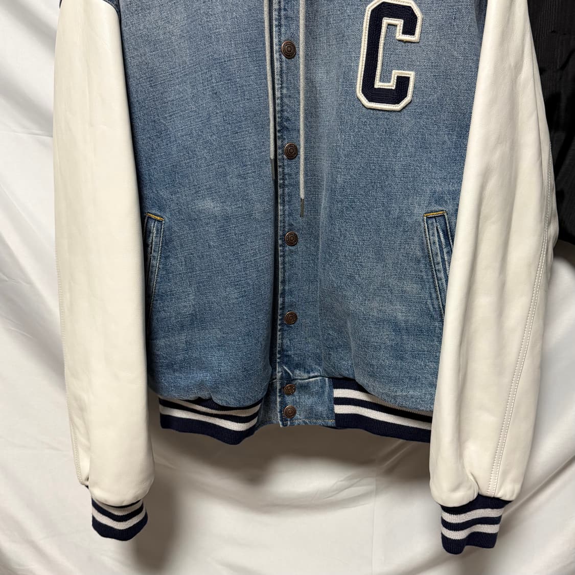 [S급/L] 셀린느 후드 데님 바시티 자켓 상품이미지5