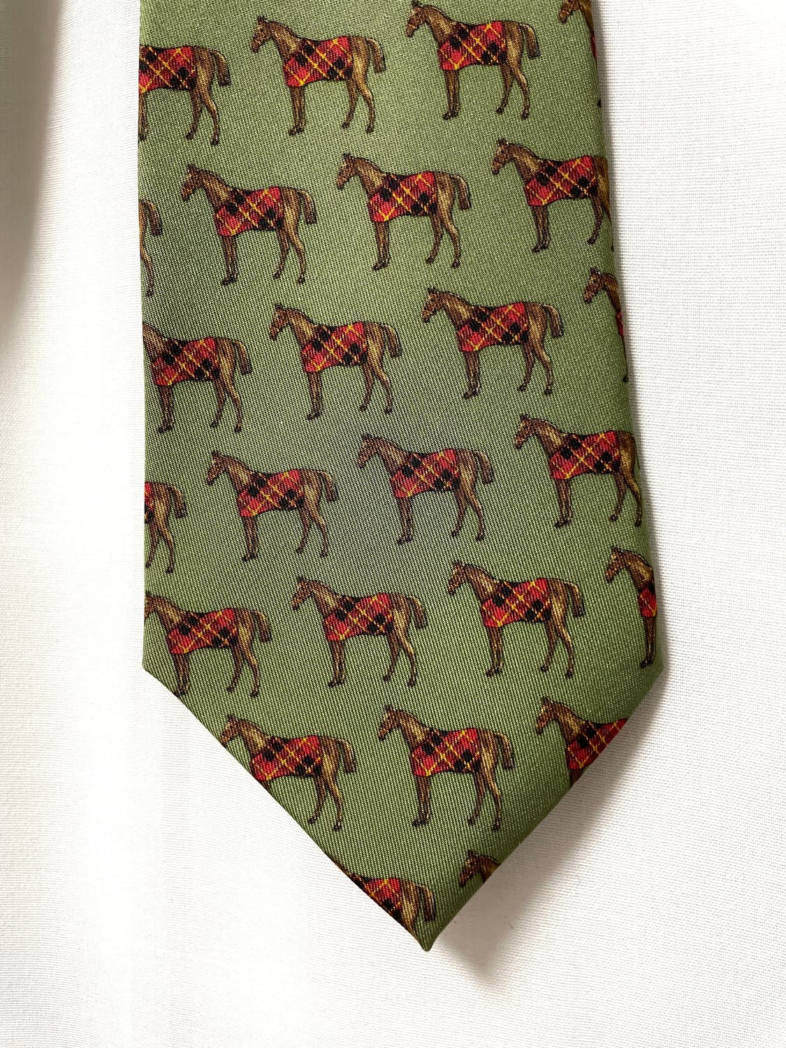 made in 캐나다) 폴로 랄프로렌 정품 말패턴 실크 넥타이 _ 그린 상품이미지4