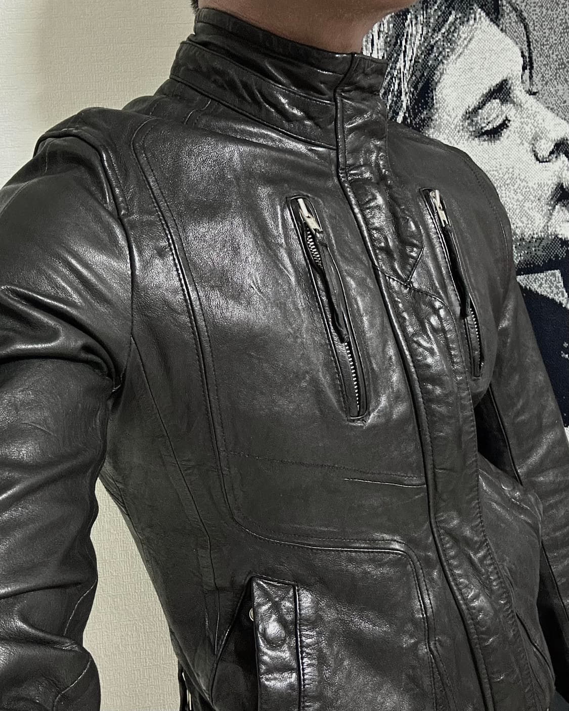 이탈리안 램스킨 웨스턴스타일 하이넥 램스킨 자켓 상품이미지7