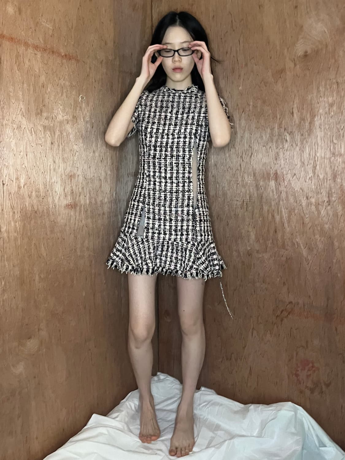 Sandy Liang Tweed mesh point dress 상품이미지1