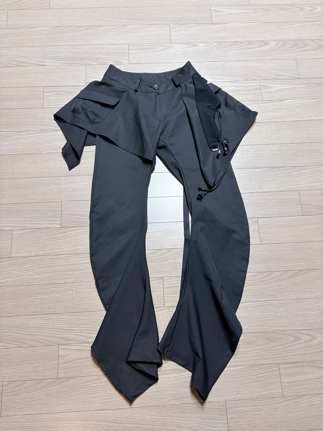 카시코 kashiko Layered Strap Pants Black S 상품이미지2