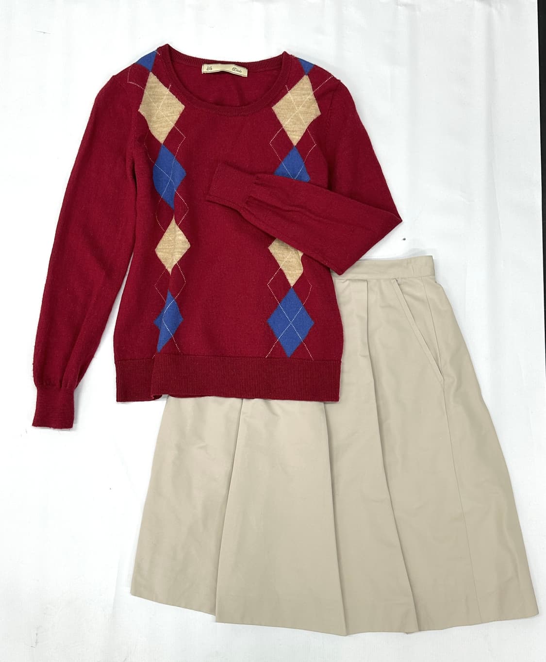 ♥️프레피룩 아가일 코디세트 ♥️ 미디스커트 니트 교복 캐캐체 일본 상품이미지2