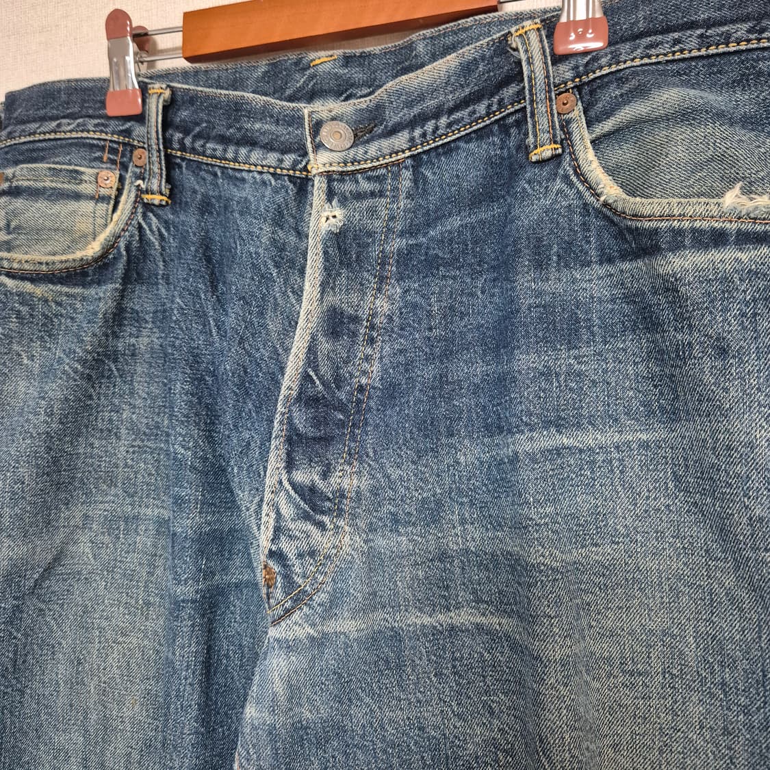 90's evisu 에비수 하드 워싱 데님팬츠 상품이미지2