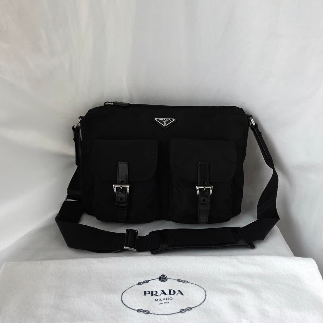 [정품 PRADA] 프라다 투포켓 지퍼 나일론 메신저백 크로스백 라지 상품이미지10