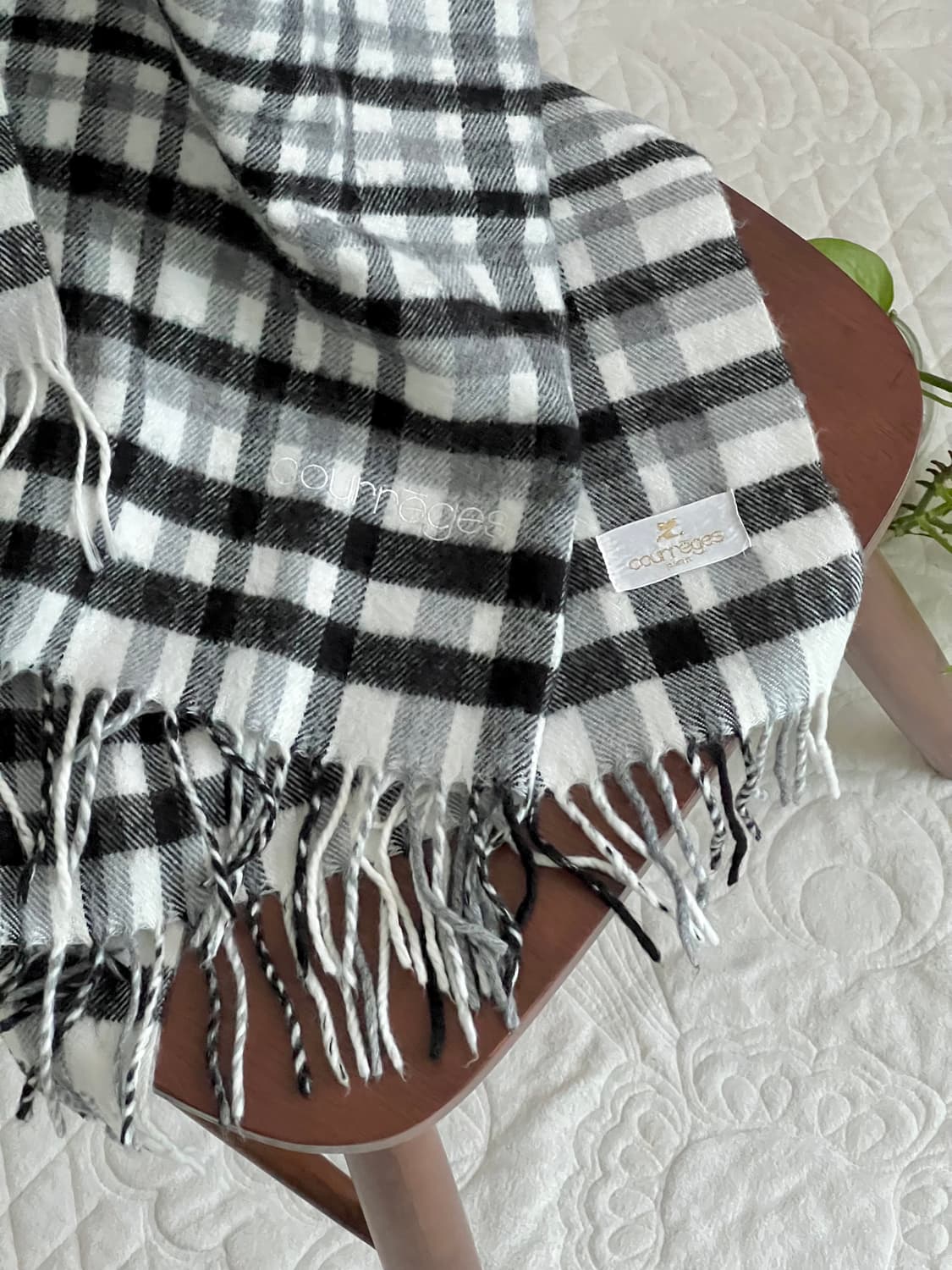 큐레쥬 울 담요 블랭킷 스톨 / 블랙 화이트 체크 꾸레쥬 상품이미지3