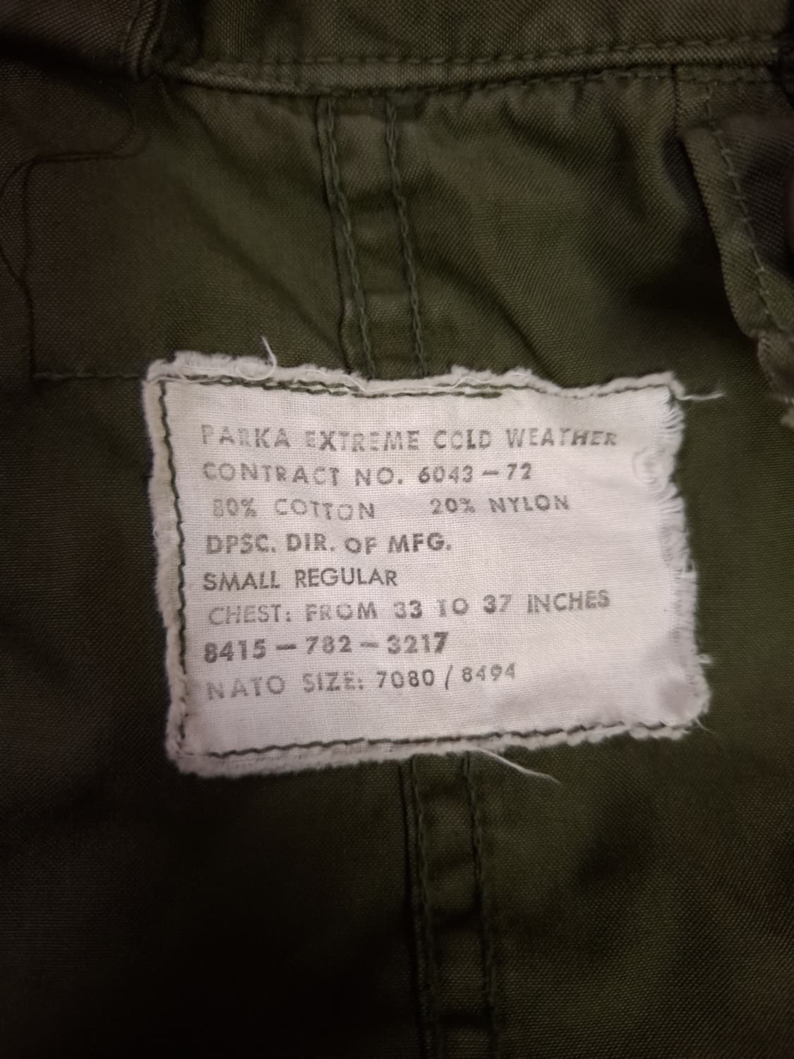 오리지날 미군 M-65 개파카 스몰사이즈 풀셋트 상품이미지5
