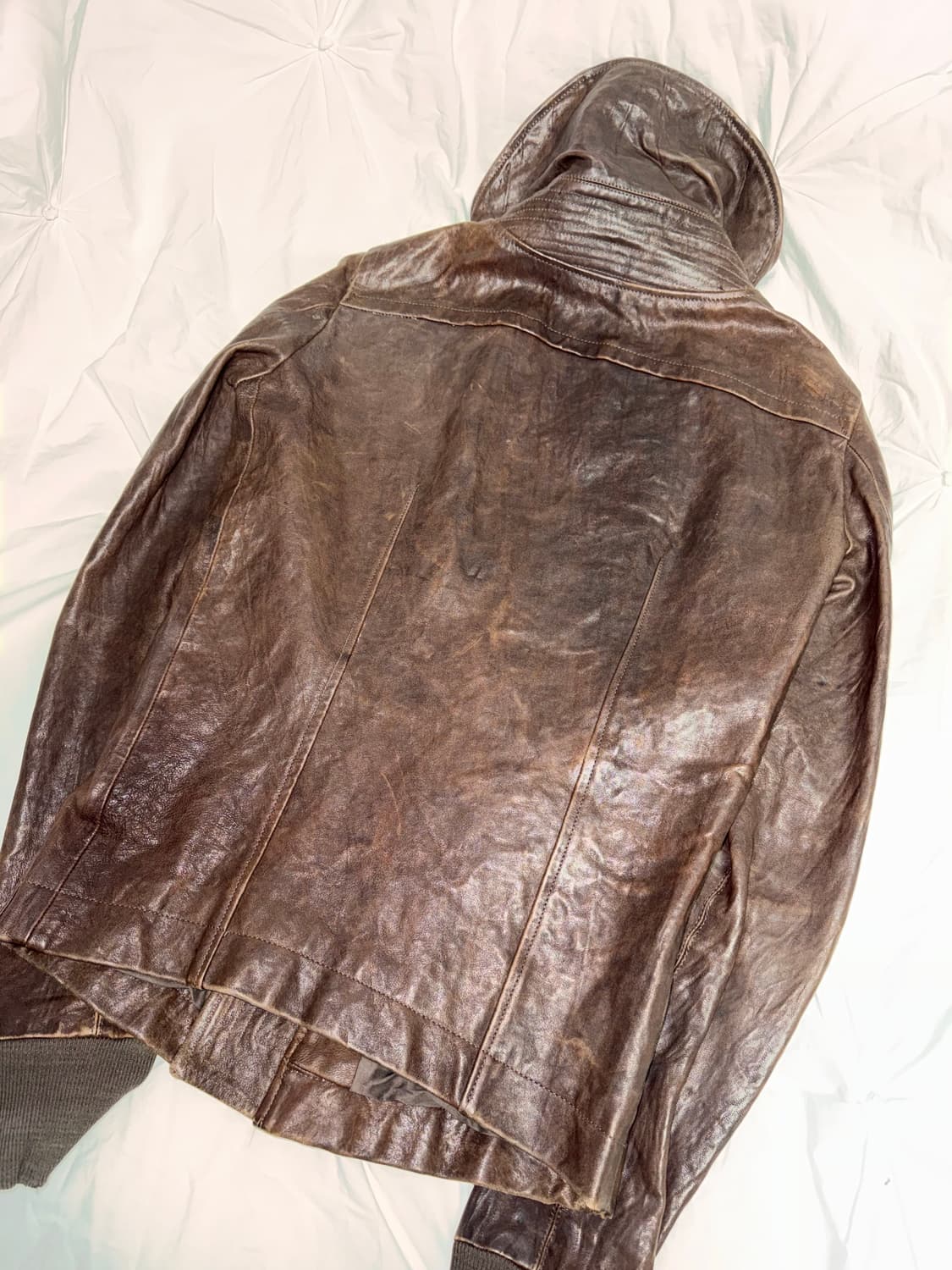 (XS) 릭오웬스 AW09 크러스트 비터 램스킨 레더 벨크로 지오 자켓 상품이미지4