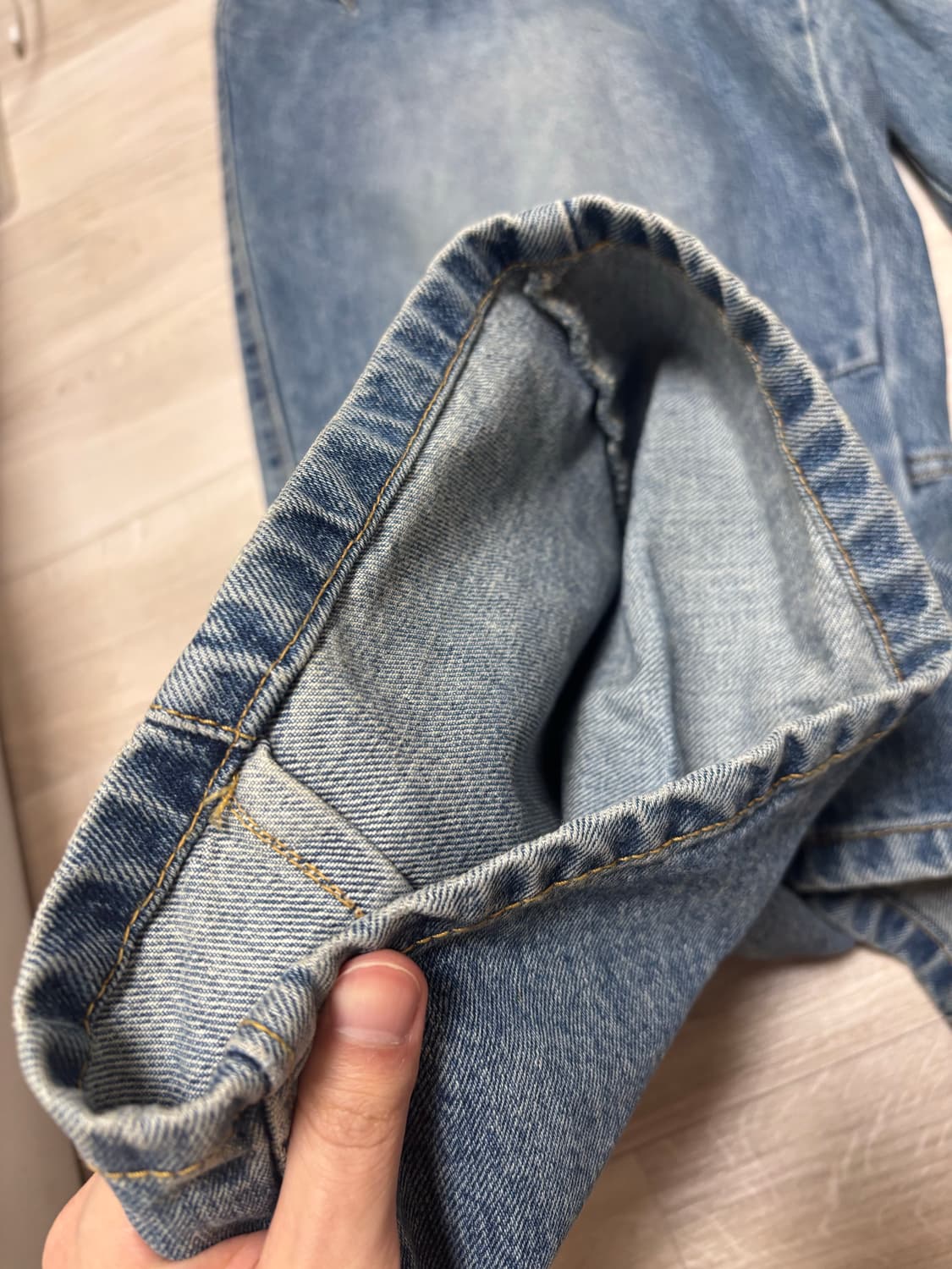 디키즈 x 해칭룸 벨티드 스노우 데님팬츠 청바지 washed blue 상품이미지7