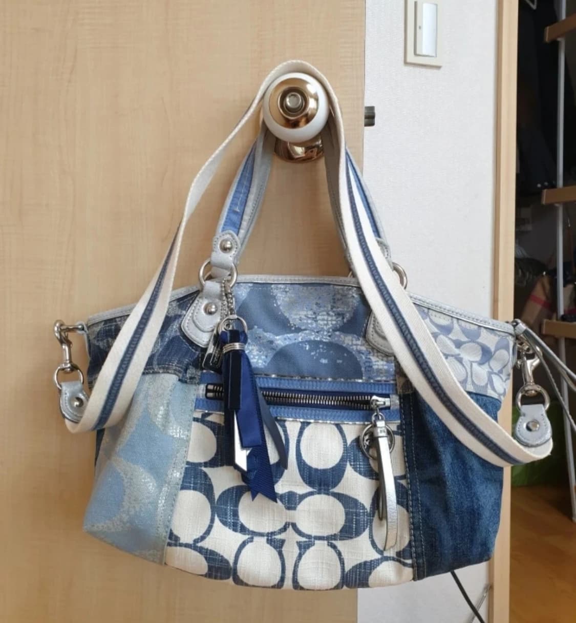 Coach 코치 블루 데님 도트백  상품이미지5