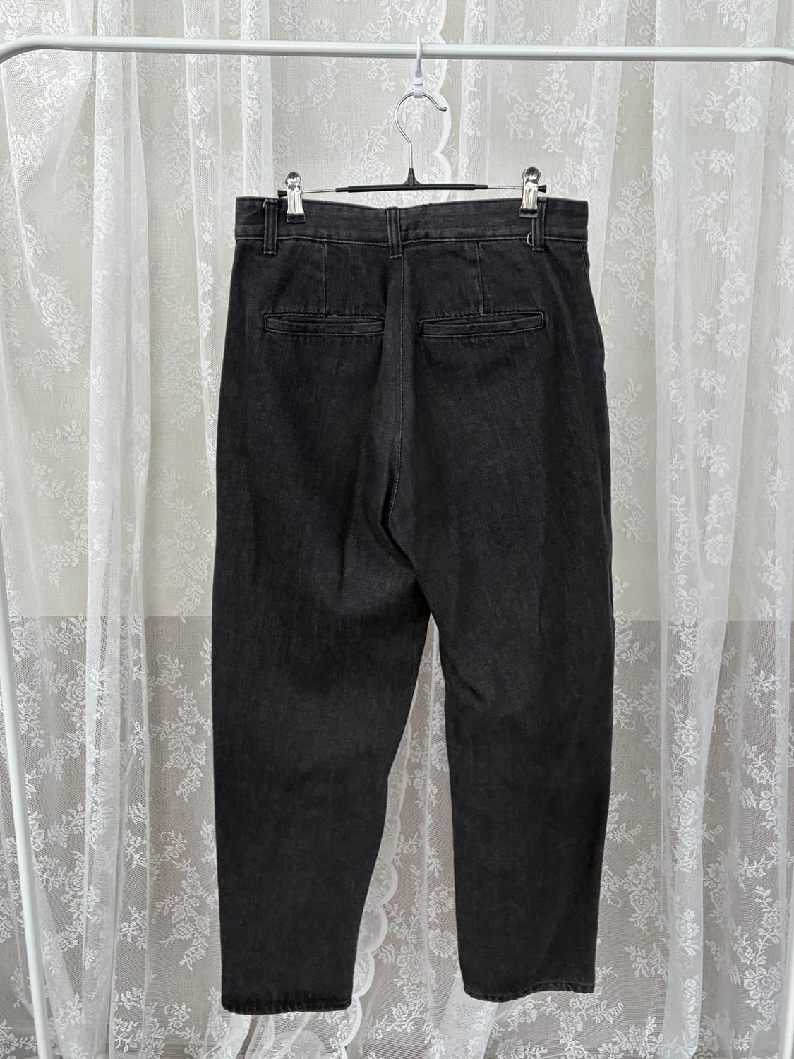 XL) 프리즘웍스 원턱 데님 팬츠 워시드블랙 상품이미지2