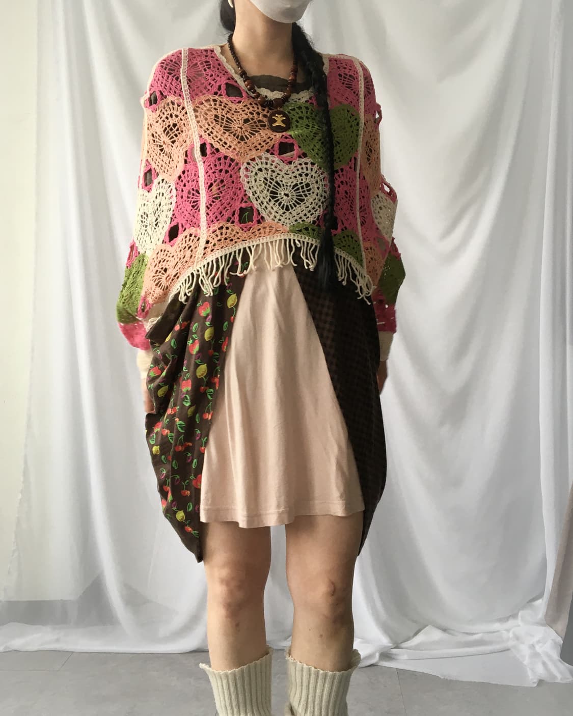 Heart pattern fringe crochet top 상품이미지6