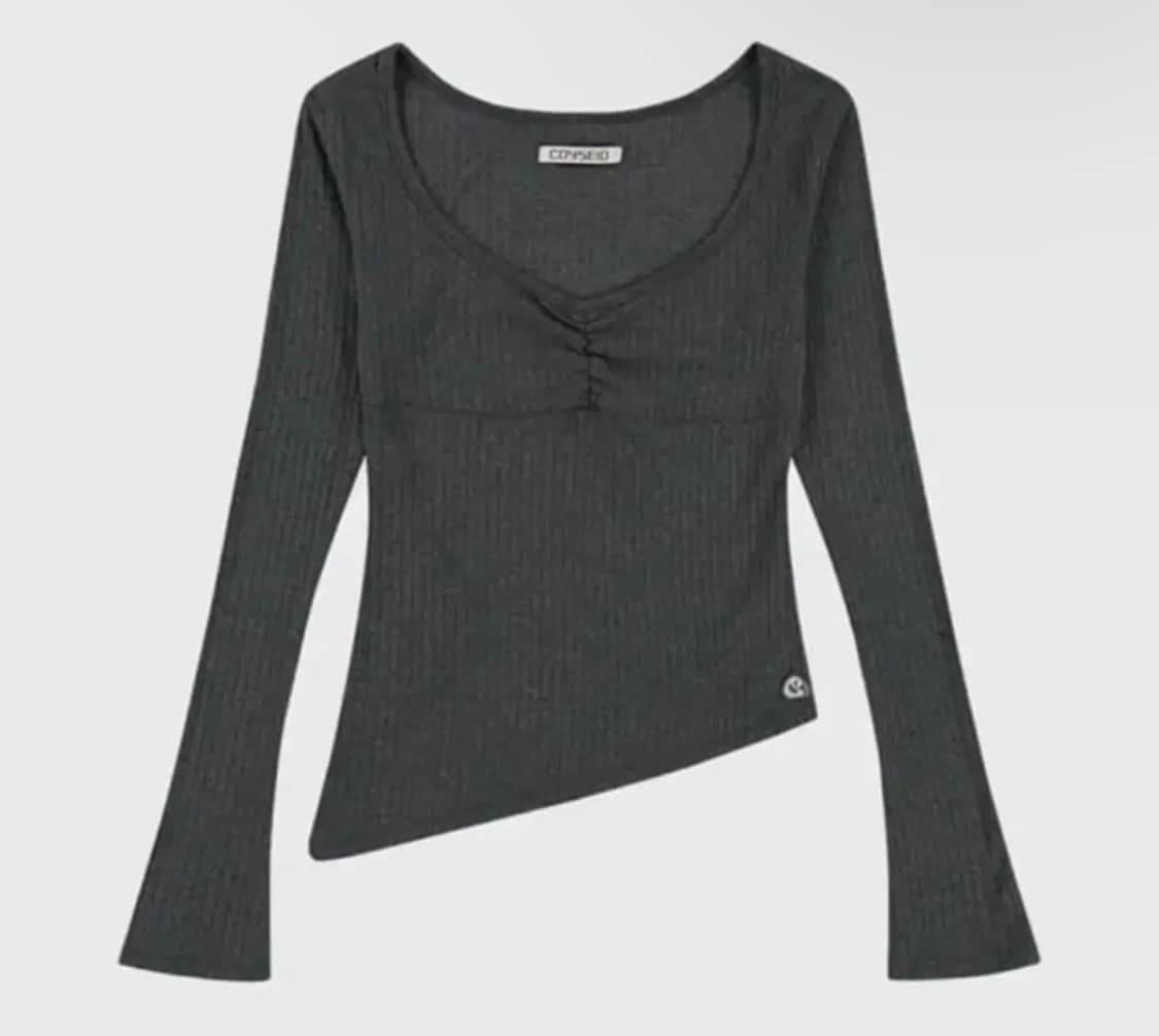 코이세이오 언발란스 셔링탑 차콜그레이 상품이미지1