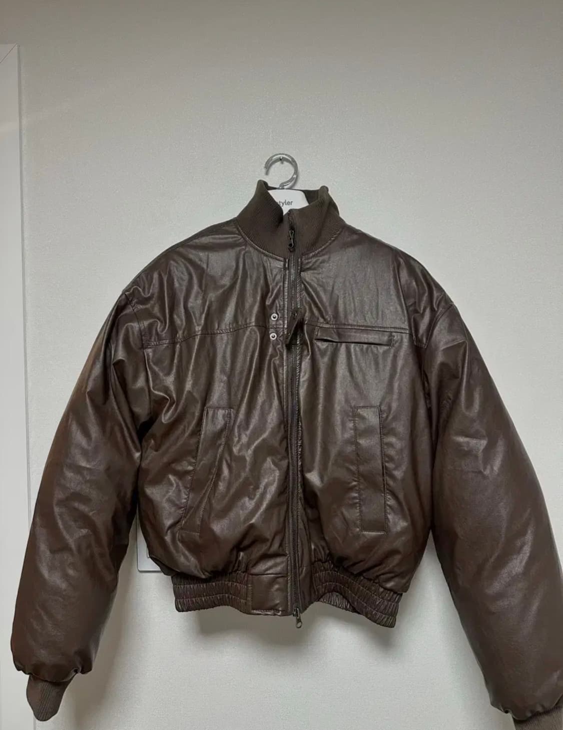 S 세컨모놀로그 레더 터틀넥 봄버 푸퍼 상품이미지2