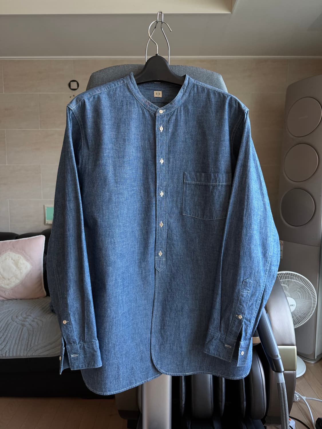 [15] 타이가 타카하시 lot.104 밴드 칼라 데님 셔츠 상품이미지2