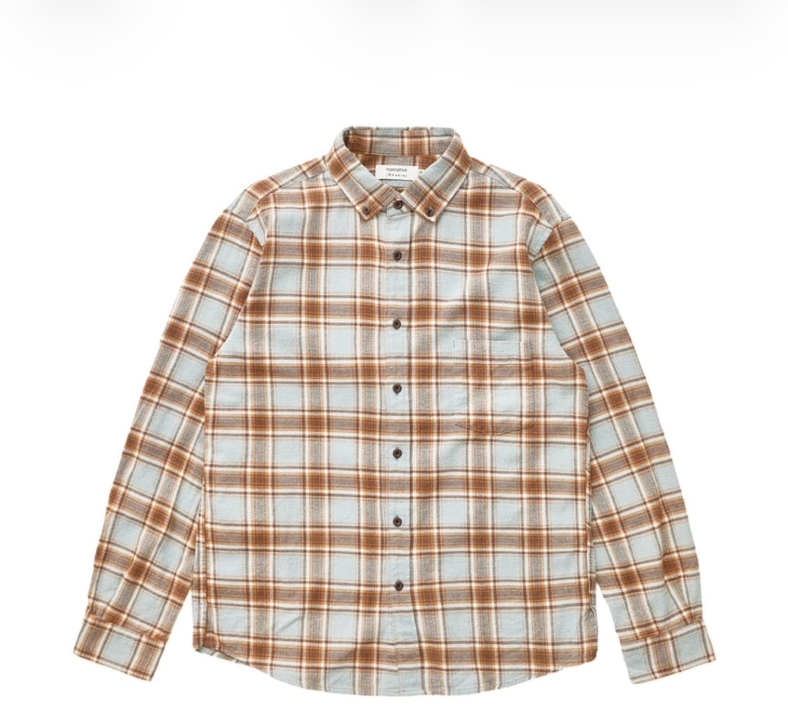카키스 x 논네이티브 드웰러 B.D. 셔츠 코튼 플란넬 타탄 체크 블루 상품이미지1