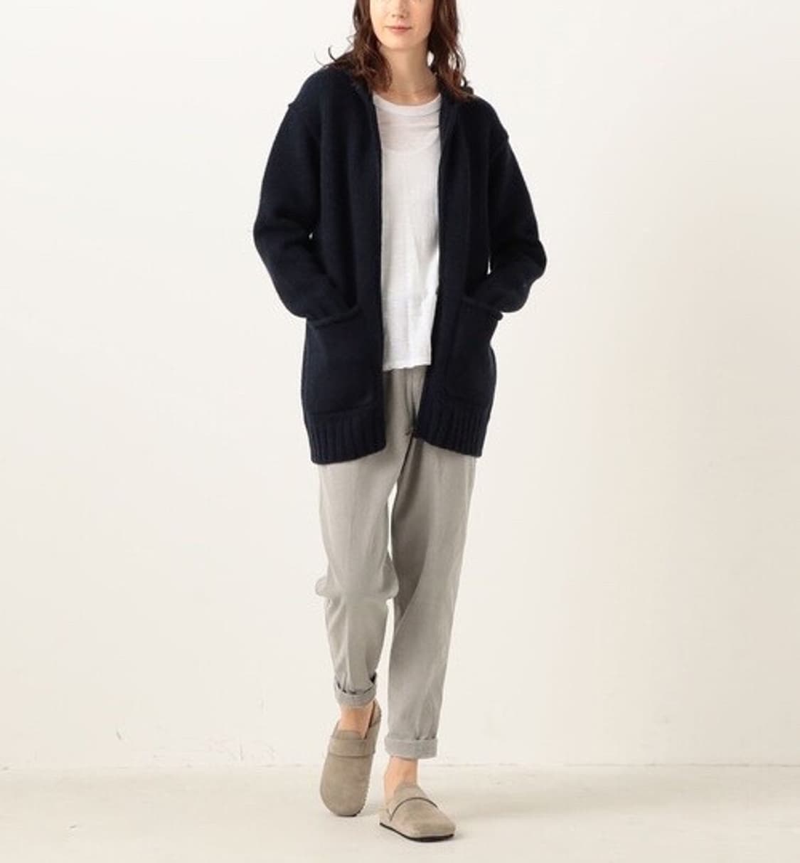 (정품/새상품) 제임스펄스 여성 네이비 울 블렌드 집업 후디 니트  상품이미지5