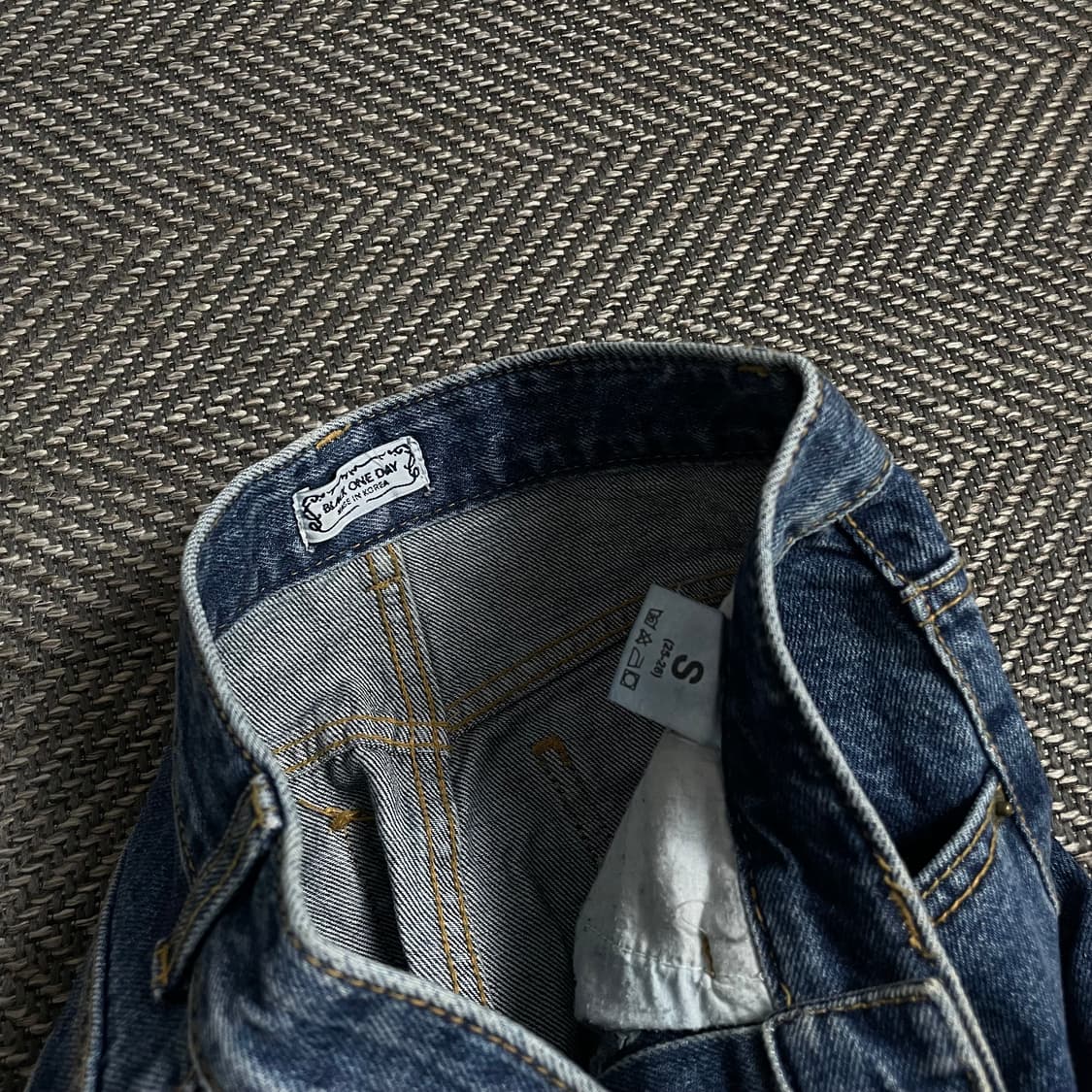 빈티지 버튼 디테일 워싱 데님 절개 미디 스커트o 4850 상품이미지5