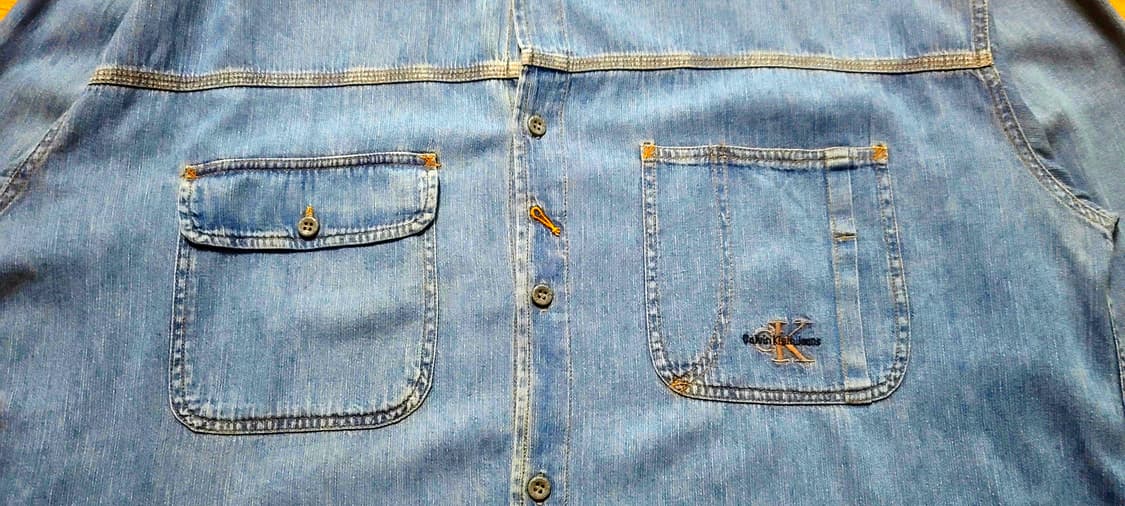 Calvin Klein 90s 박시 자수 데님 셔츠 상품이미지5